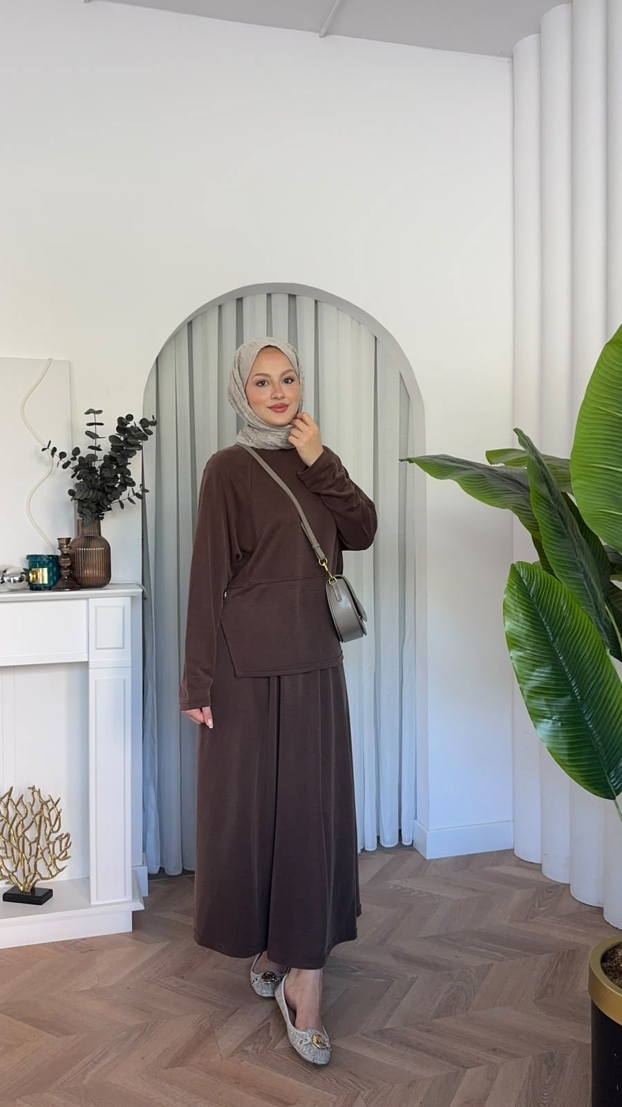 MEYSADESIGN ETEK TAKIM Safa Etekli Takım Acı Kahve