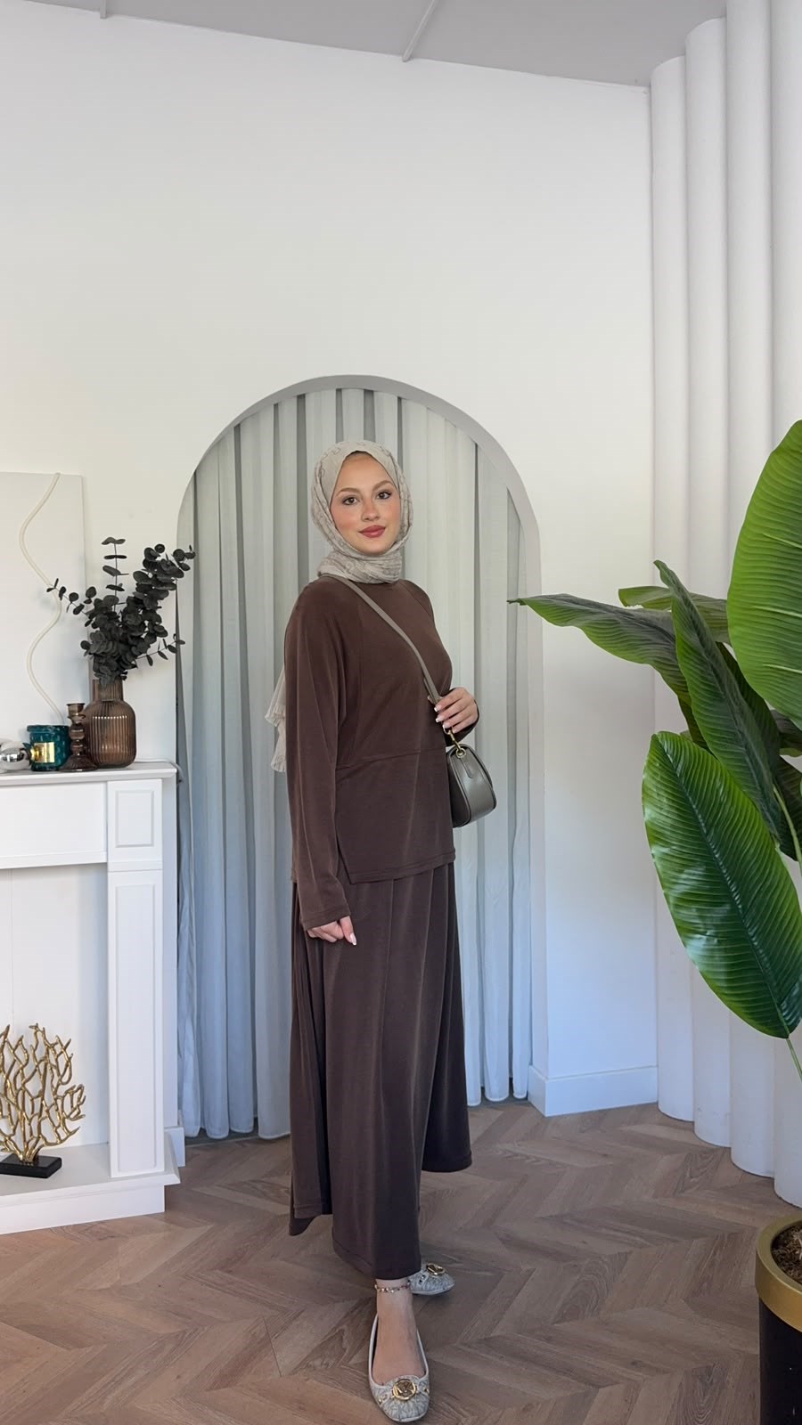 MEYSADESIGN ETEK TAKIM Safa Etekli Takım Acı Kahve