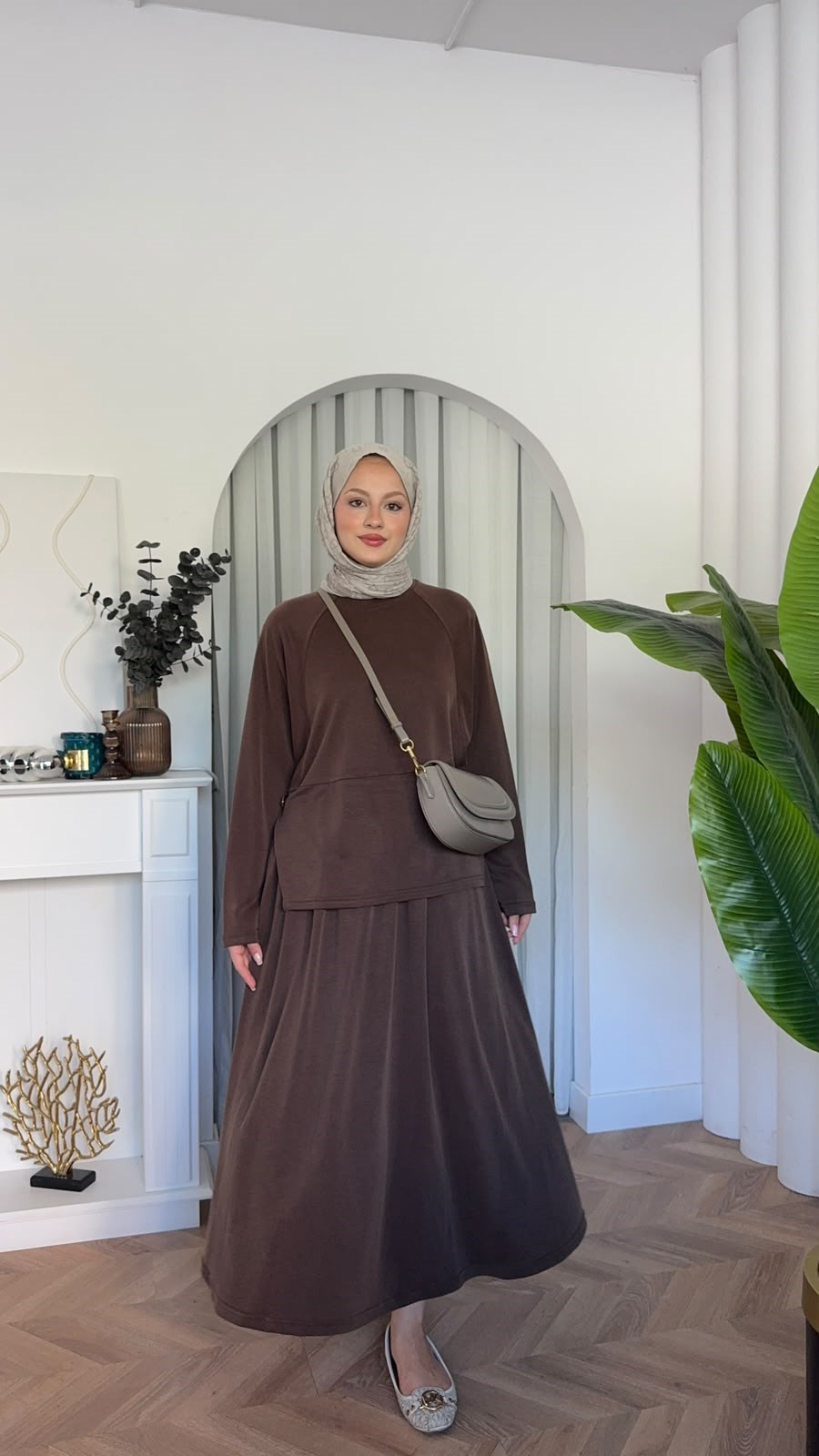 MEYSADESIGN ETEK TAKIM Safa Etekli Takım Acı Kahve