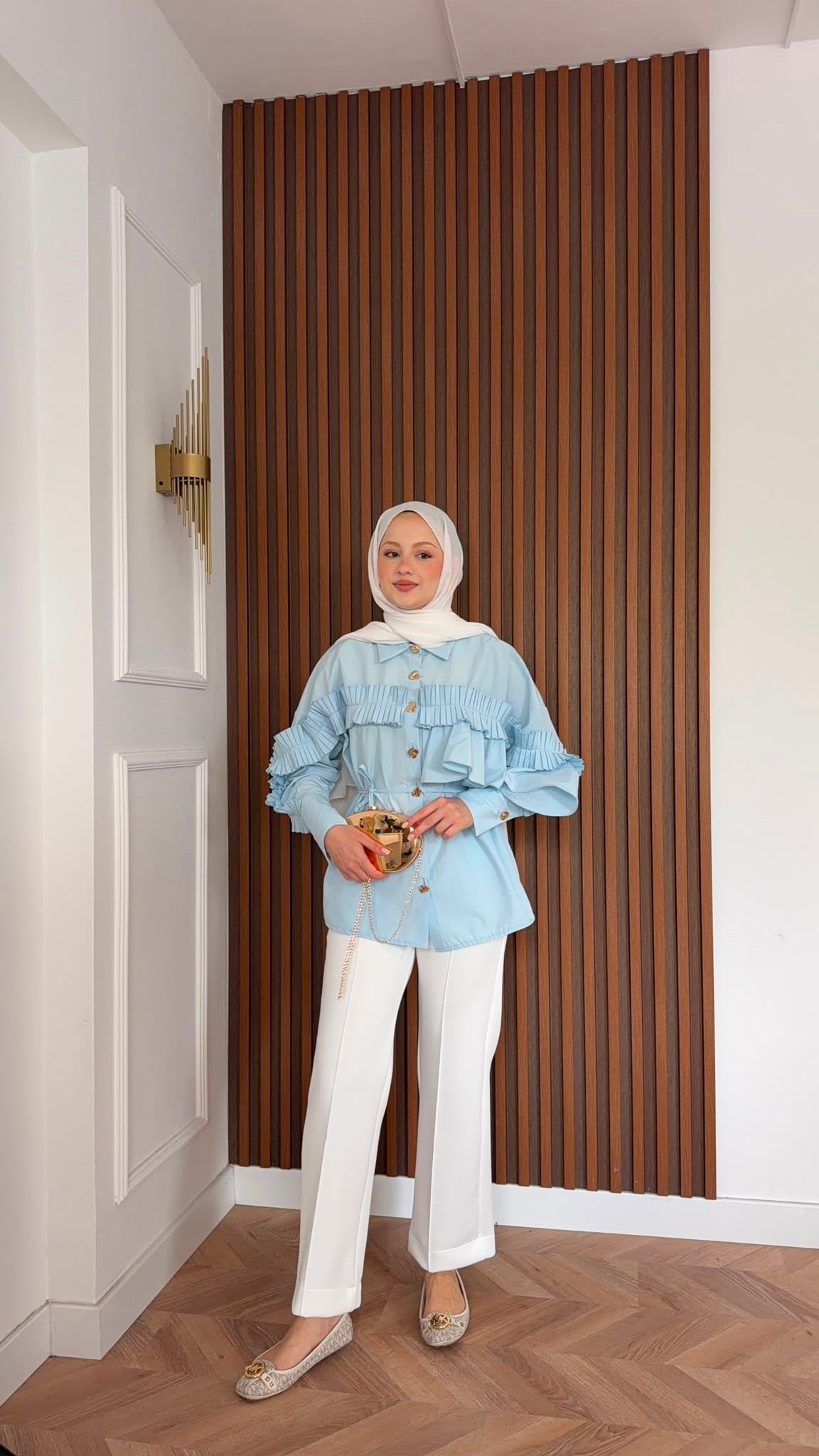 MEYSADESIGN GÖMLEK Mia Büzgülü Gömlek Bebe Mavisi