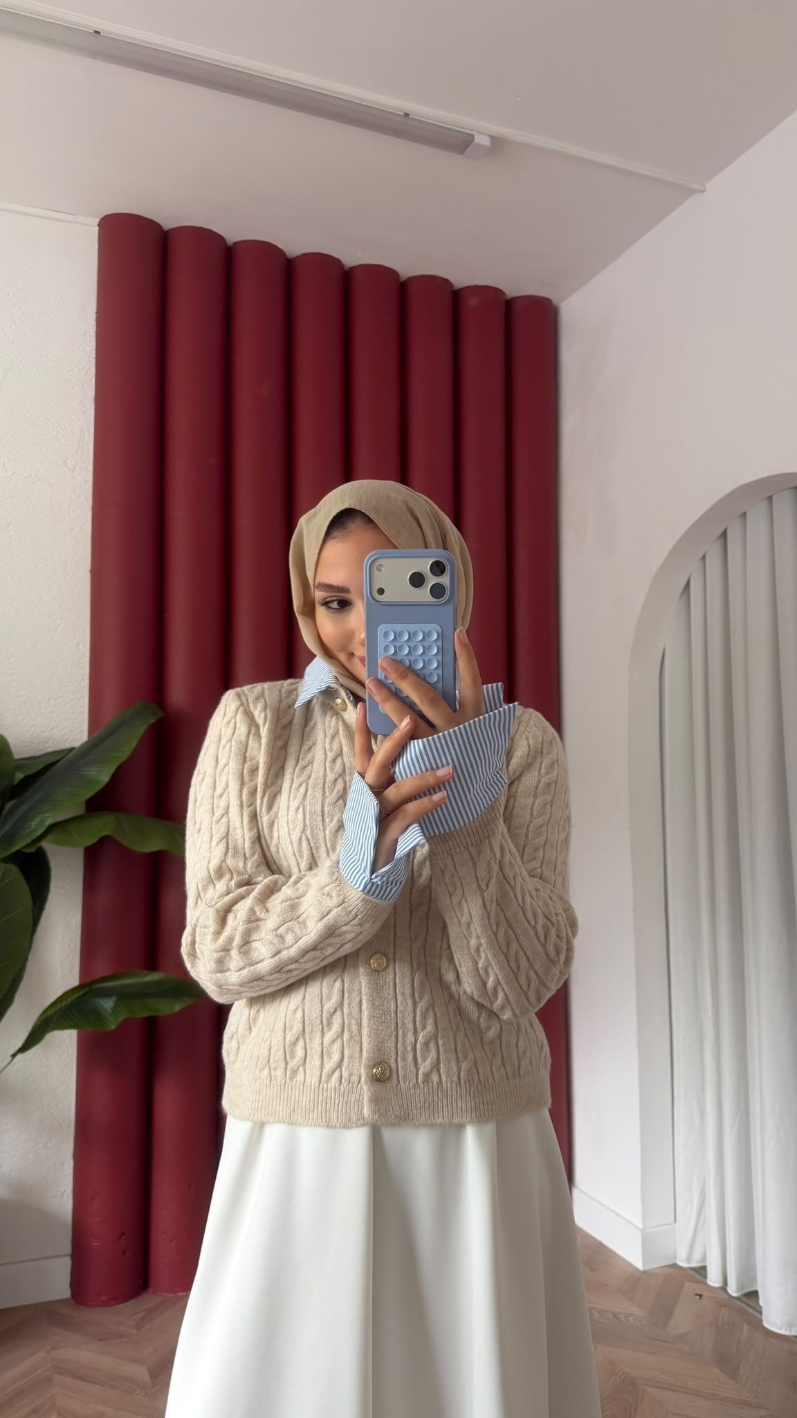 MEYSADESIGN HIRKA Gömlek Yakalı Triko Hırka Bej