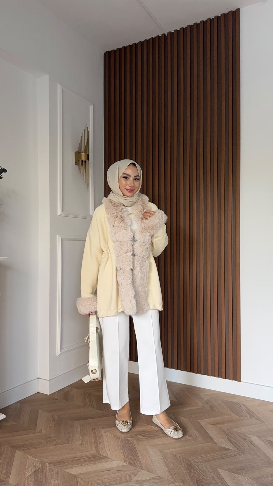 MEYSADESIGN HIRKA Monro Kürk Detaylı Triko Hırka Bej