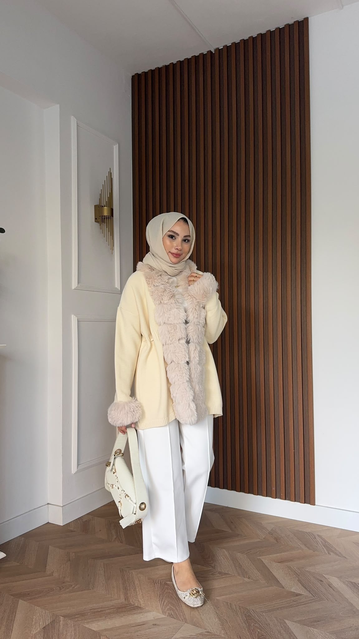 MEYSADESIGN HIRKA Monro Kürk Detaylı Triko Hırka Bej