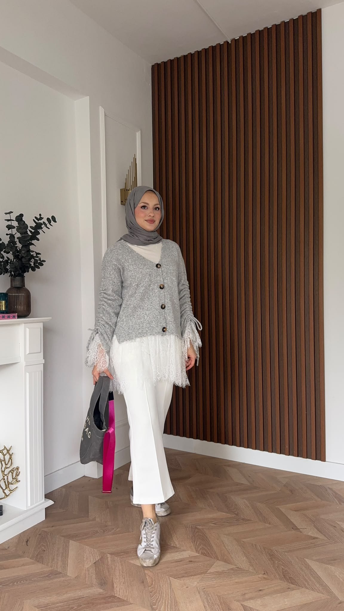 MEYSADESIGN HIRKA Örme Triko Hırka Dantel Detaylı Gri