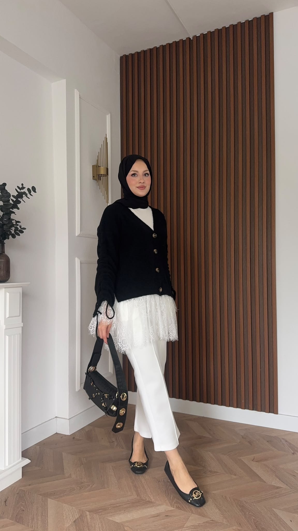 MEYSADESIGN HIRKA Örme Triko Hırka Dantel Detaylı Siyah