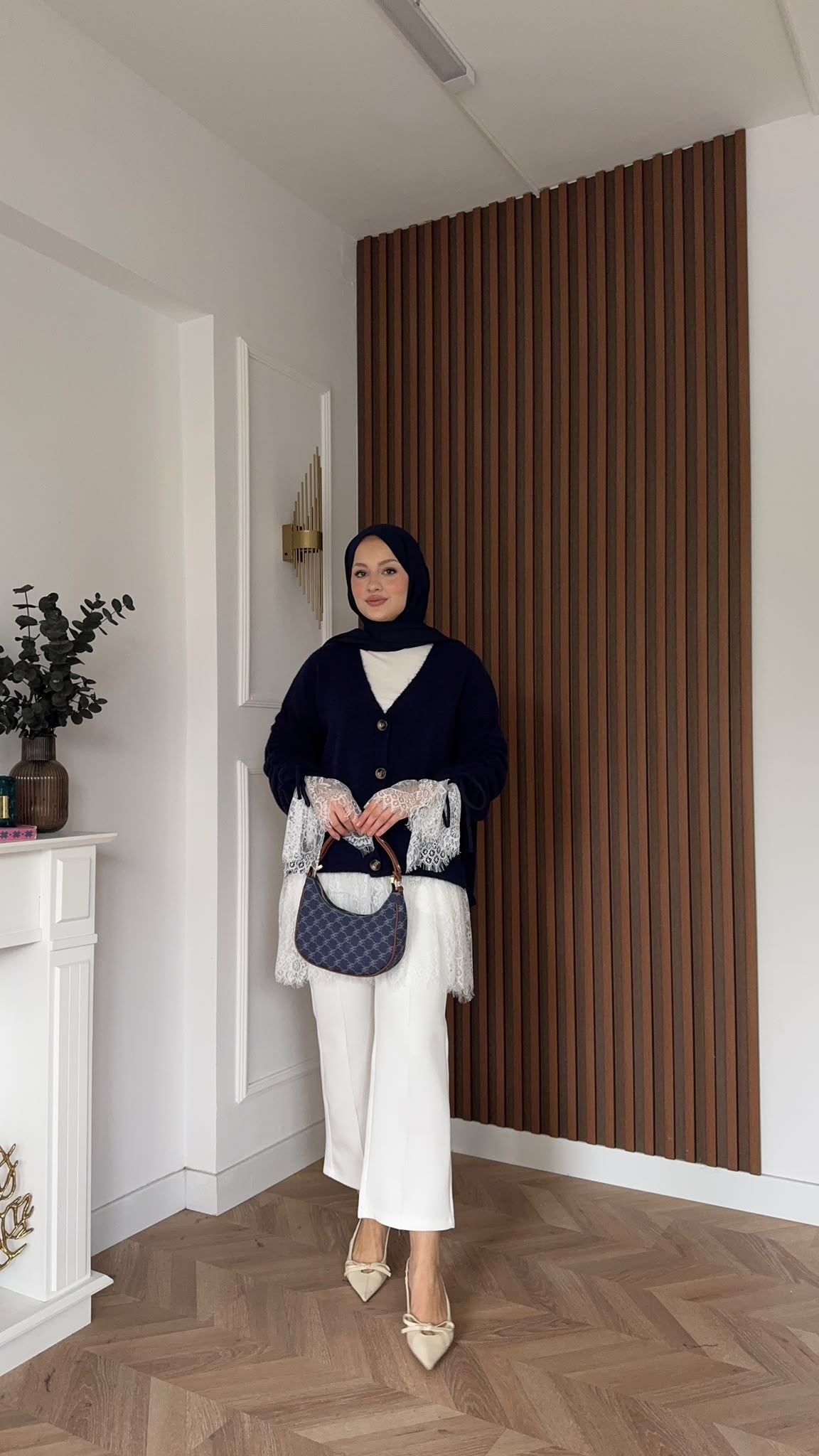MEYSADESIGN HIRKA Örme Triko Hırka Dantel Detaylı Lacivert
