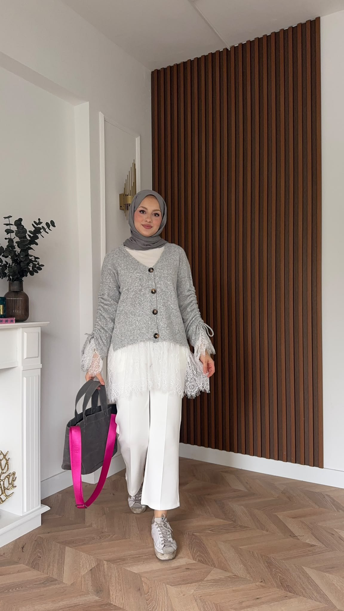 MEYSADESIGN HIRKA Örme Triko Hırka Dantel Detaylı Gri