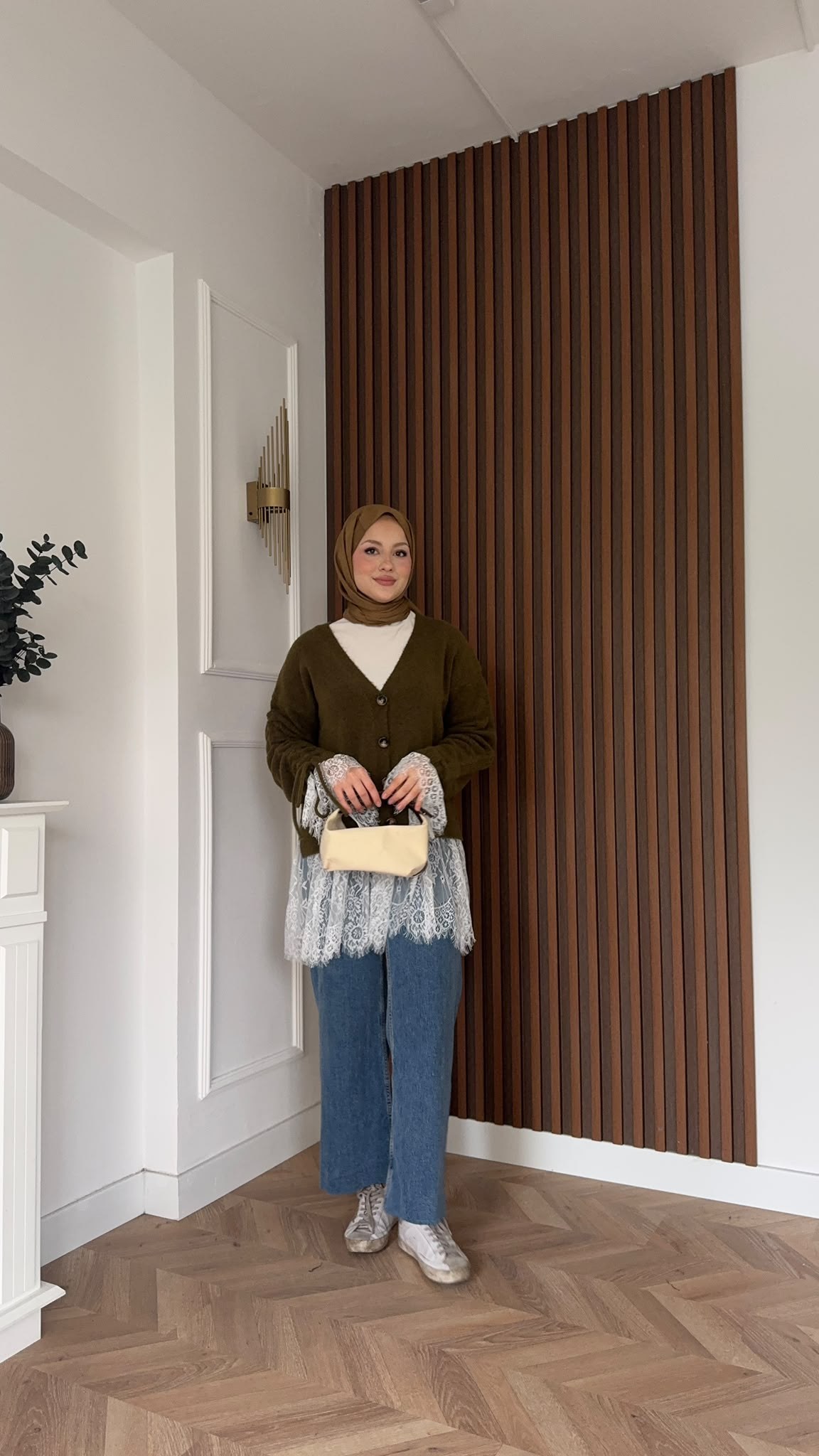 MEYSADESIGN HIRKA Örme Triko Hırka Dantel Detaylı Yağ Yeşili