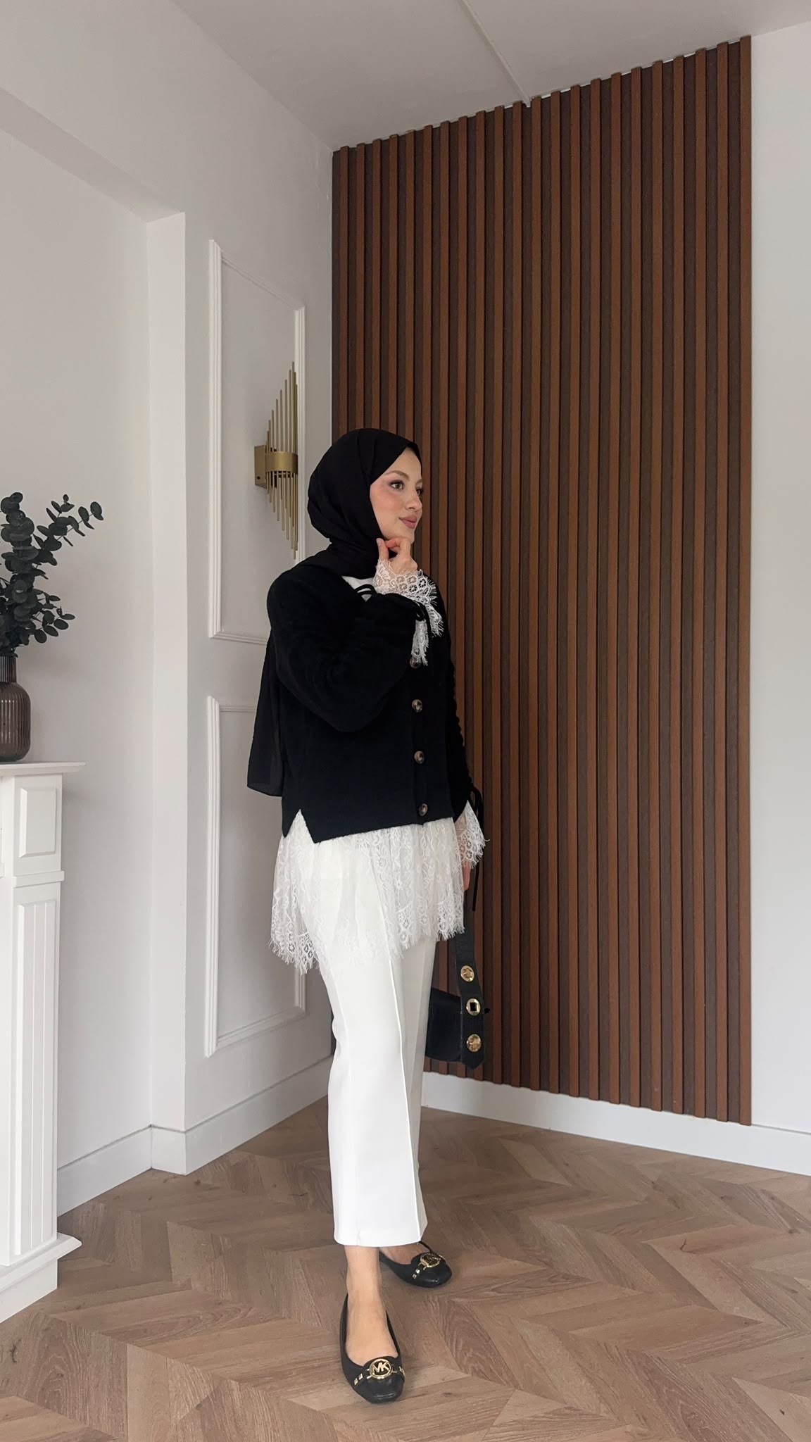 MEYSADESIGN HIRKA Örme Triko Hırka Dantel Detaylı Siyah