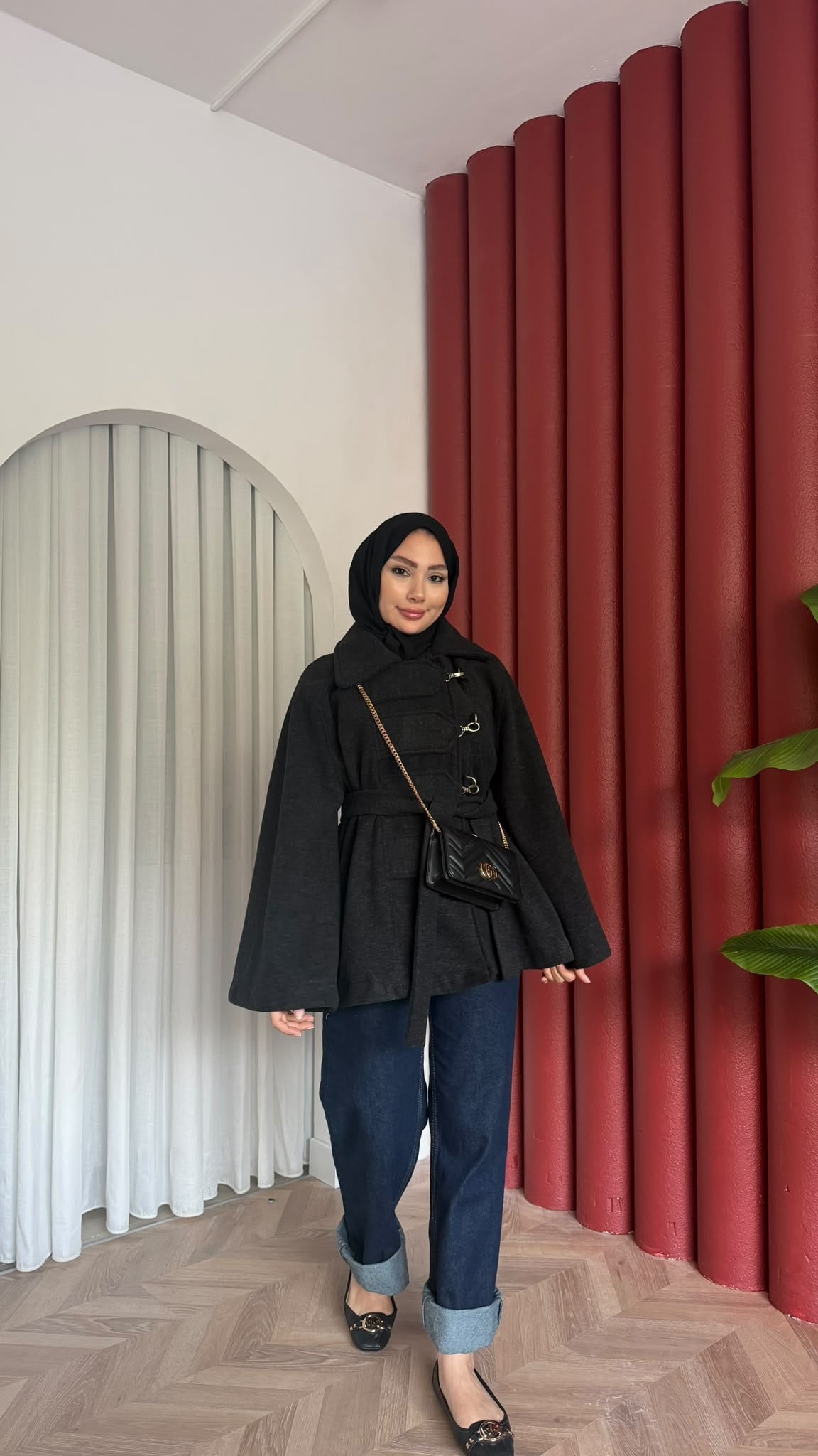 MEYSADESIGN KABAN Afra Kaşe Kaban Siyah