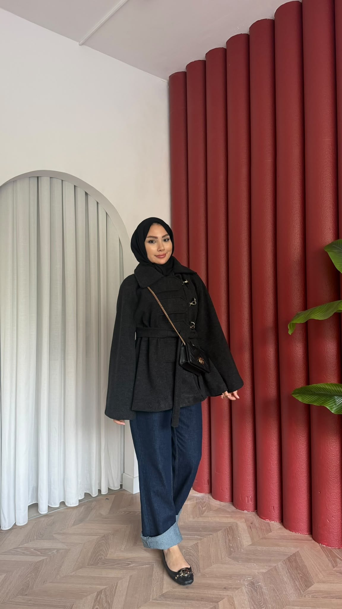MEYSADESIGN KABAN Afra Kaşe Kaban Siyah