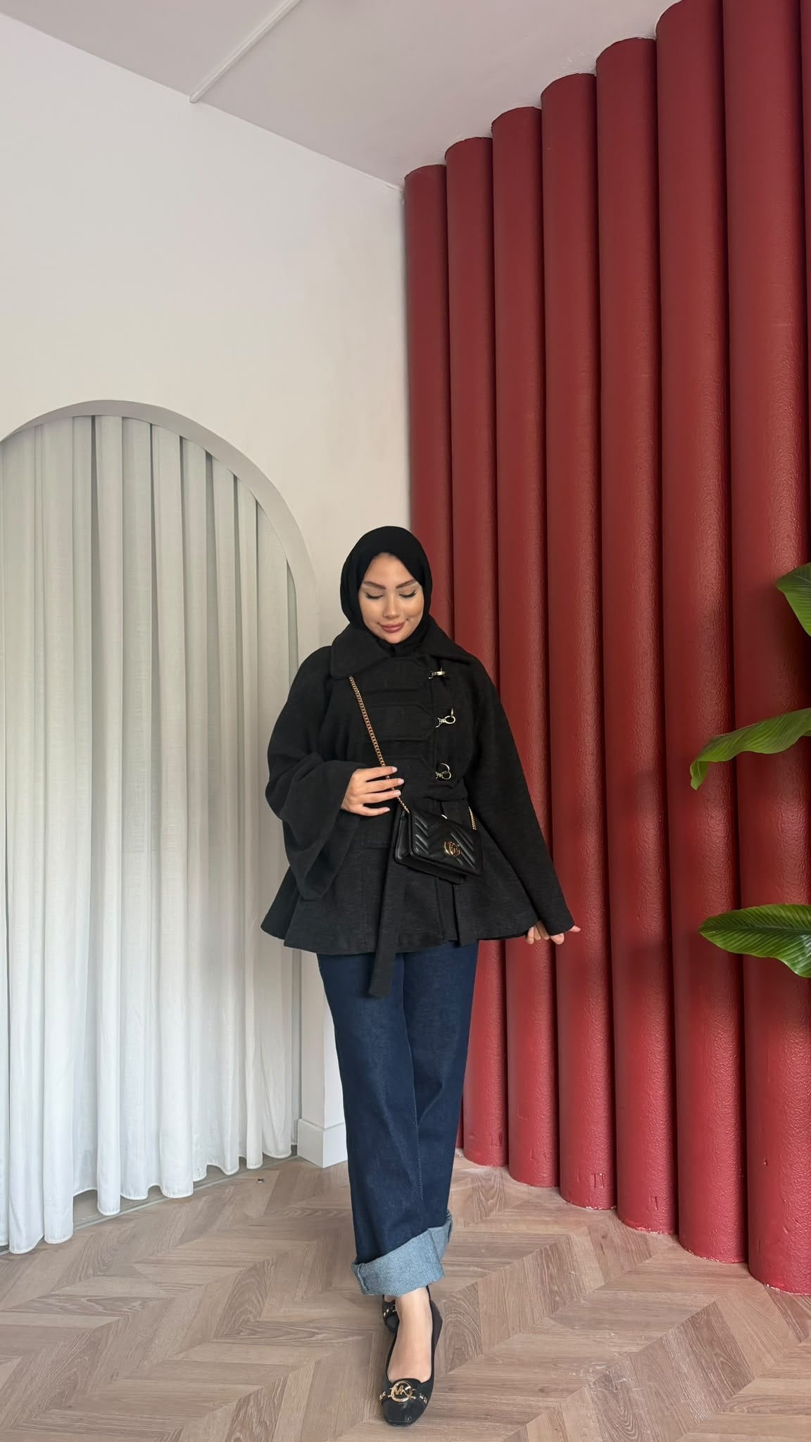 MEYSADESIGN KABAN Afra Kaşe Kaban Siyah
