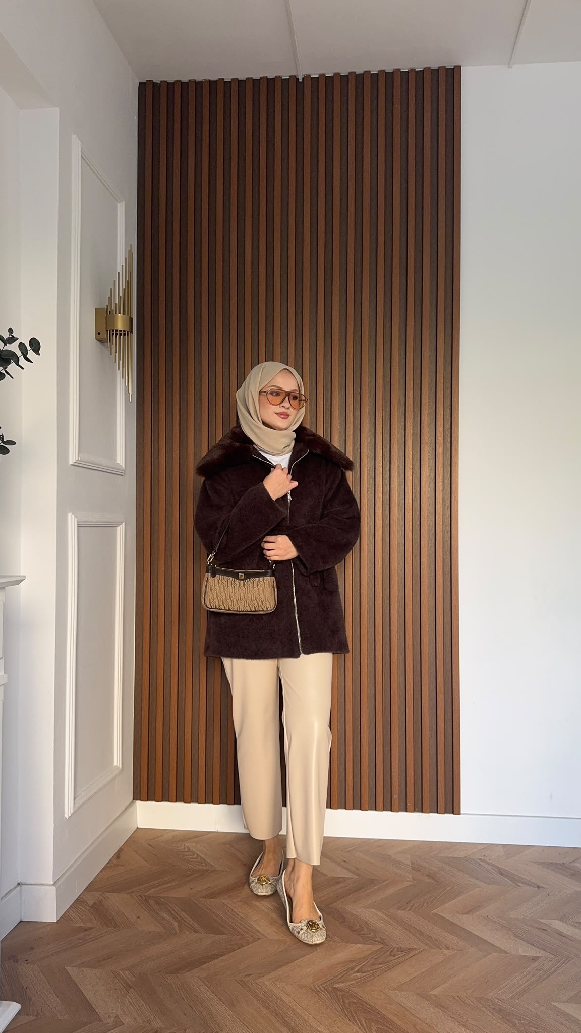MEYSADESIGN KABAN Angora Kürk Kaban Acı Kahve