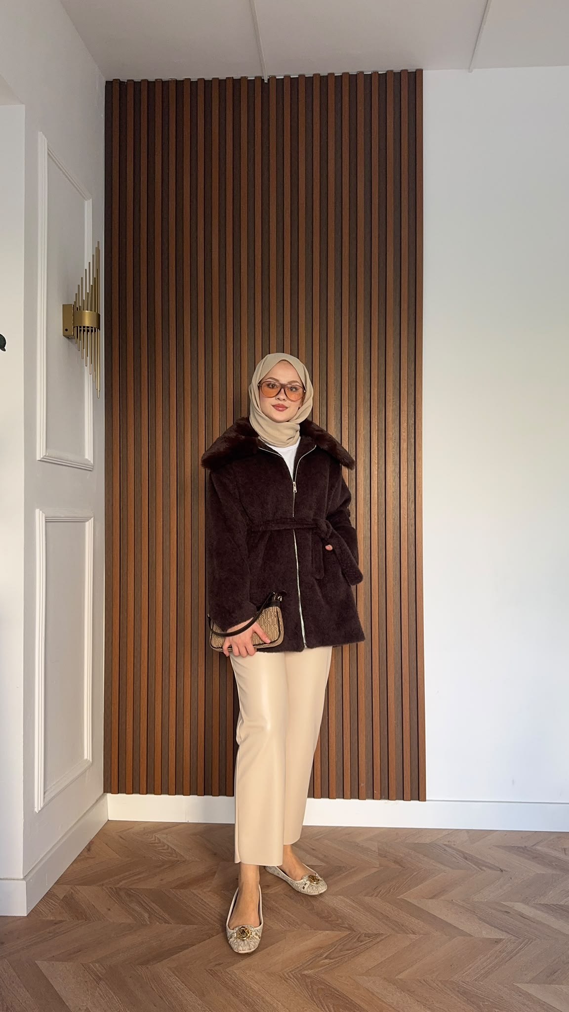 MEYSADESIGN KABAN Angora Kürk Kaban Acı Kahve