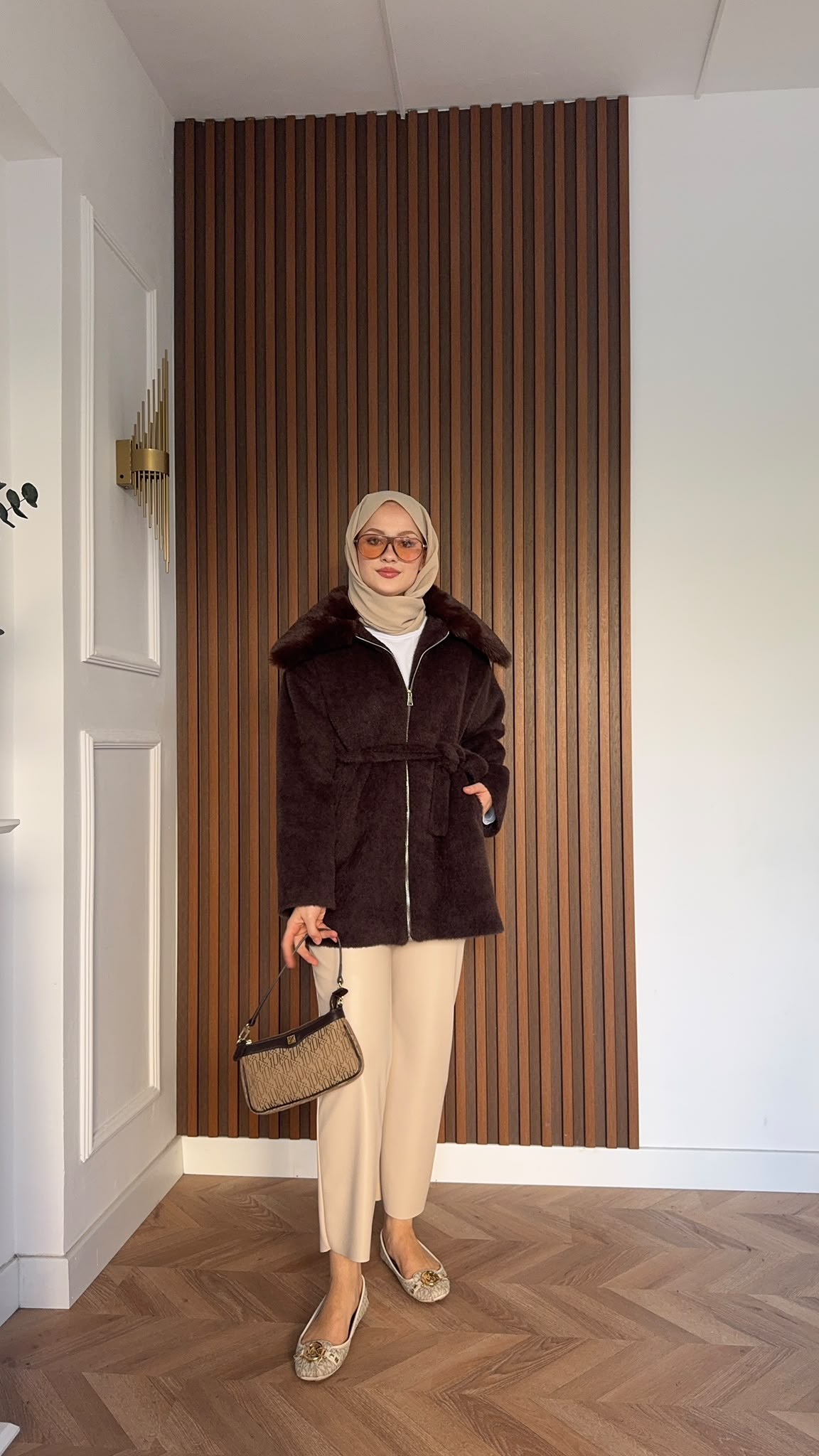 MEYSADESIGN KABAN Angora Kürk Kaban Acı Kahve