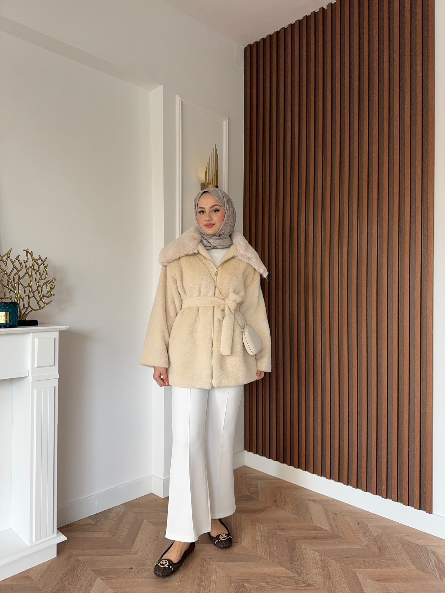 MEYSADESIGN KABAN Angora Kürk Kaban Bej