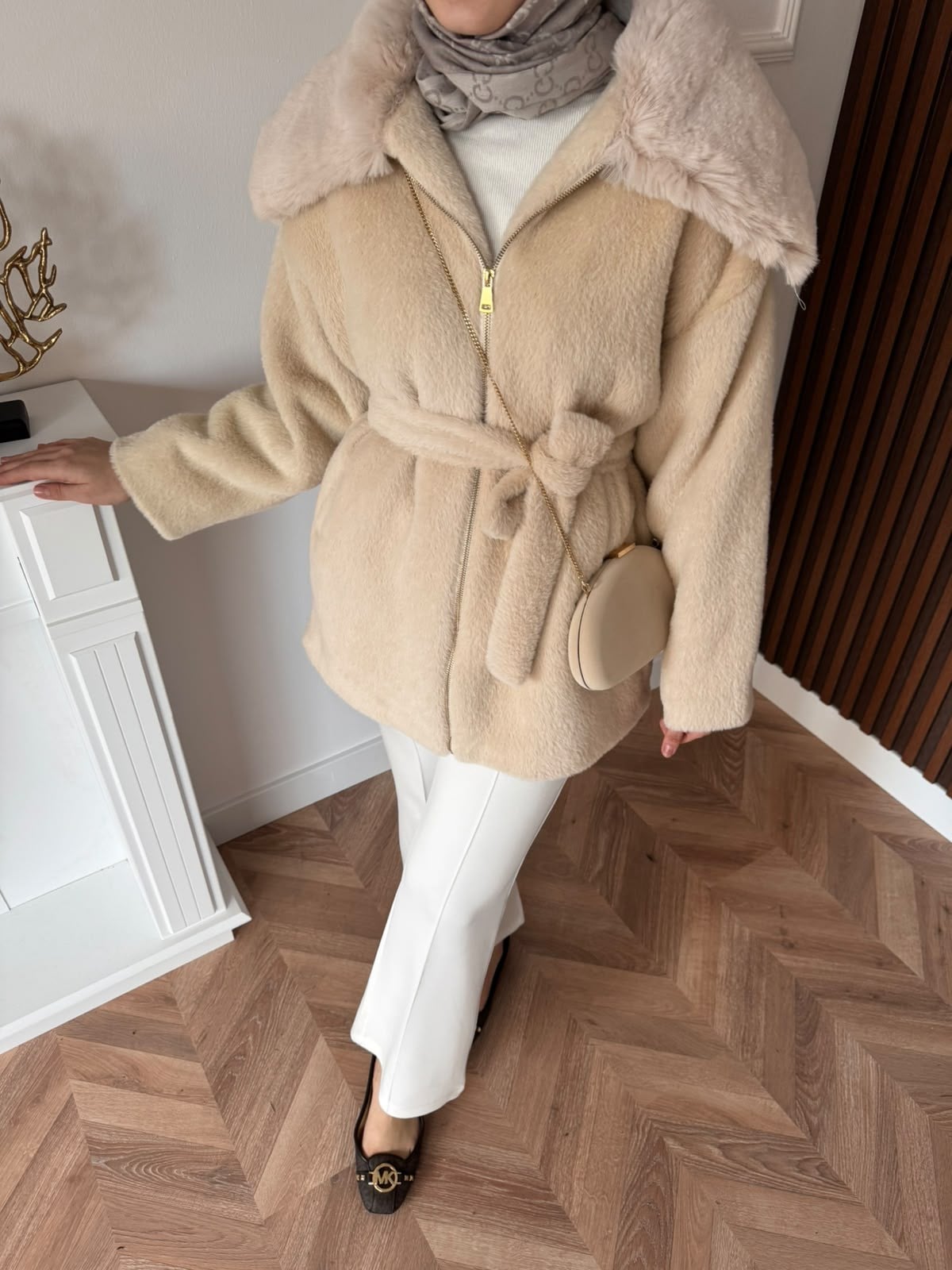 MEYSADESIGN KABAN Angora Kürk Kaban Bej