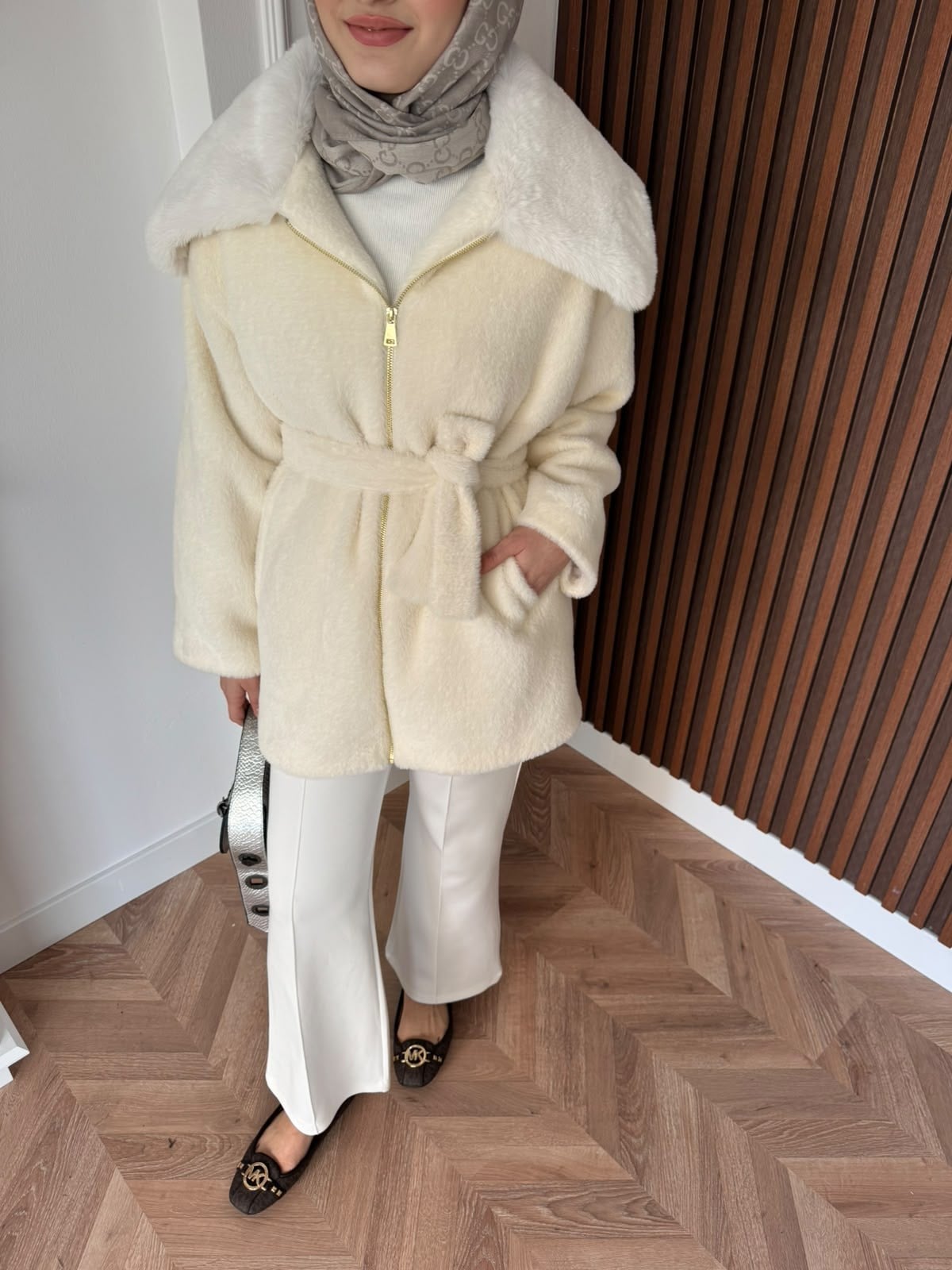 MEYSADESIGN KABAN Angora Kürk Kaban Ekru