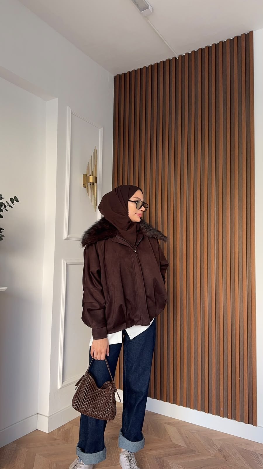 MEYSADESIGN KABAN Kürk Yakalı Bomber Kaban Acı Kahve