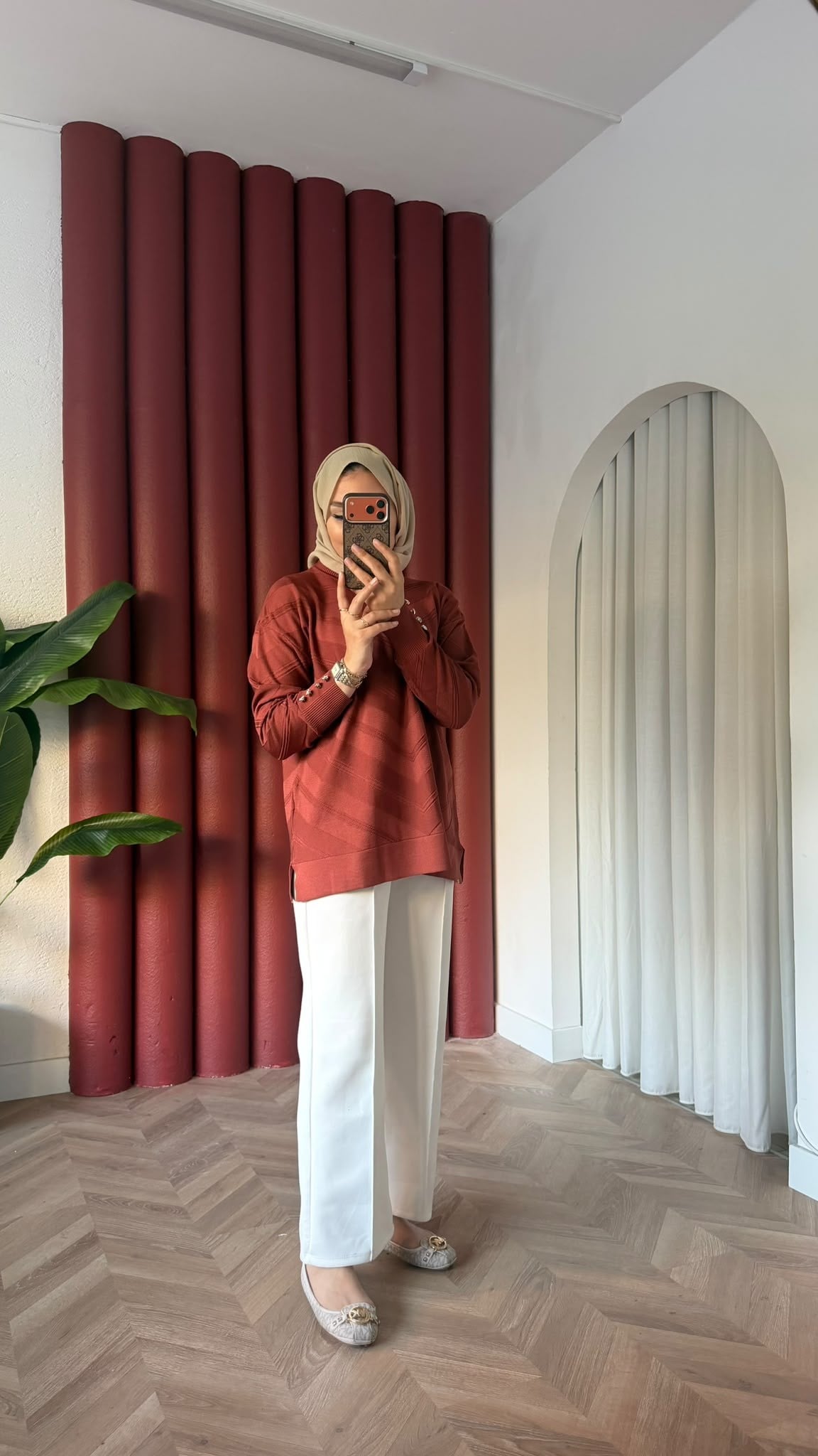 MEYSADESIGN MERSERİZE TUNİK Zikzak Merserize Tunik Kiremit