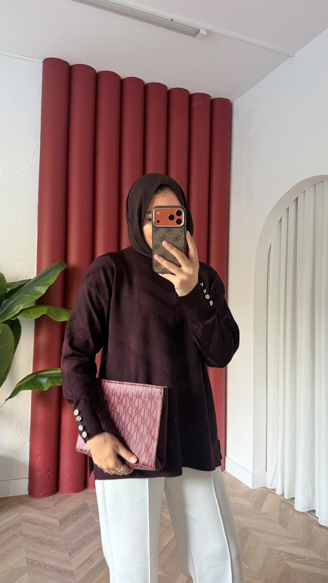 MEYSADESIGN MERSERİZE TUNİK Zikzak Merserize Tunik Mürdüm