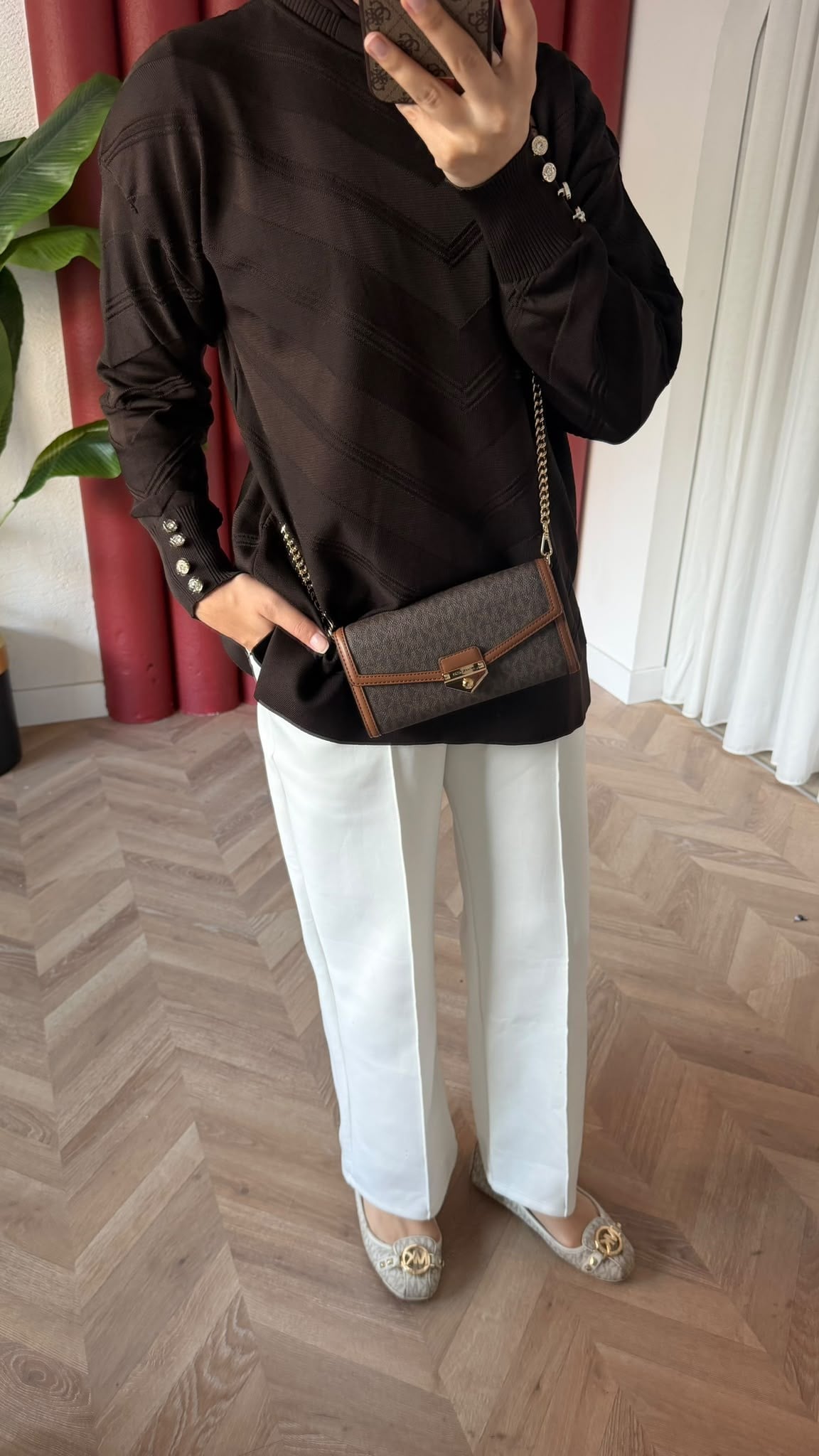MEYSADESIGN MERSERİZE TUNİK Zikzak Merserize Tunik Acı Kahve