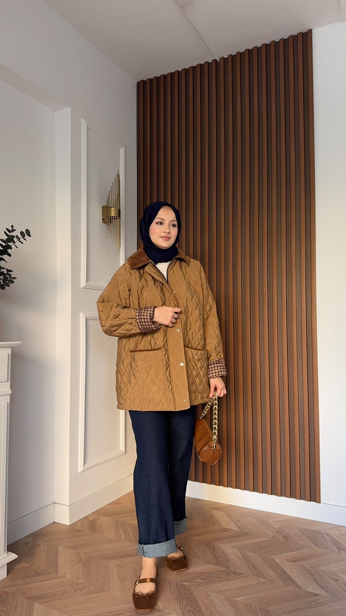 MEYSADESIGN MONT Kapitone Fularlı Mont Camel