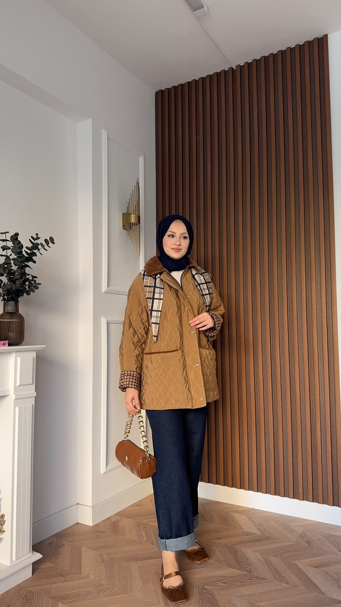 MEYSADESIGN MONT Kapitone Fularlı Mont Camel