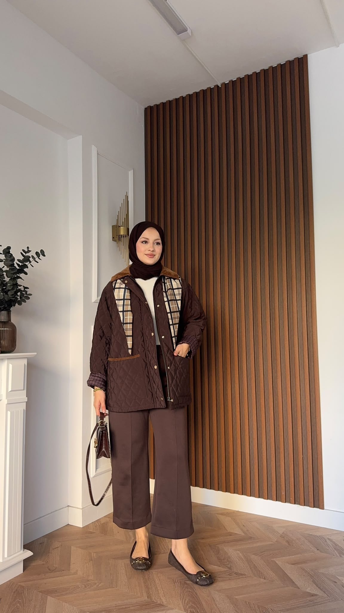 MEYSADESIGN MONT Kapitone Fularlı Mont Acı Kahve