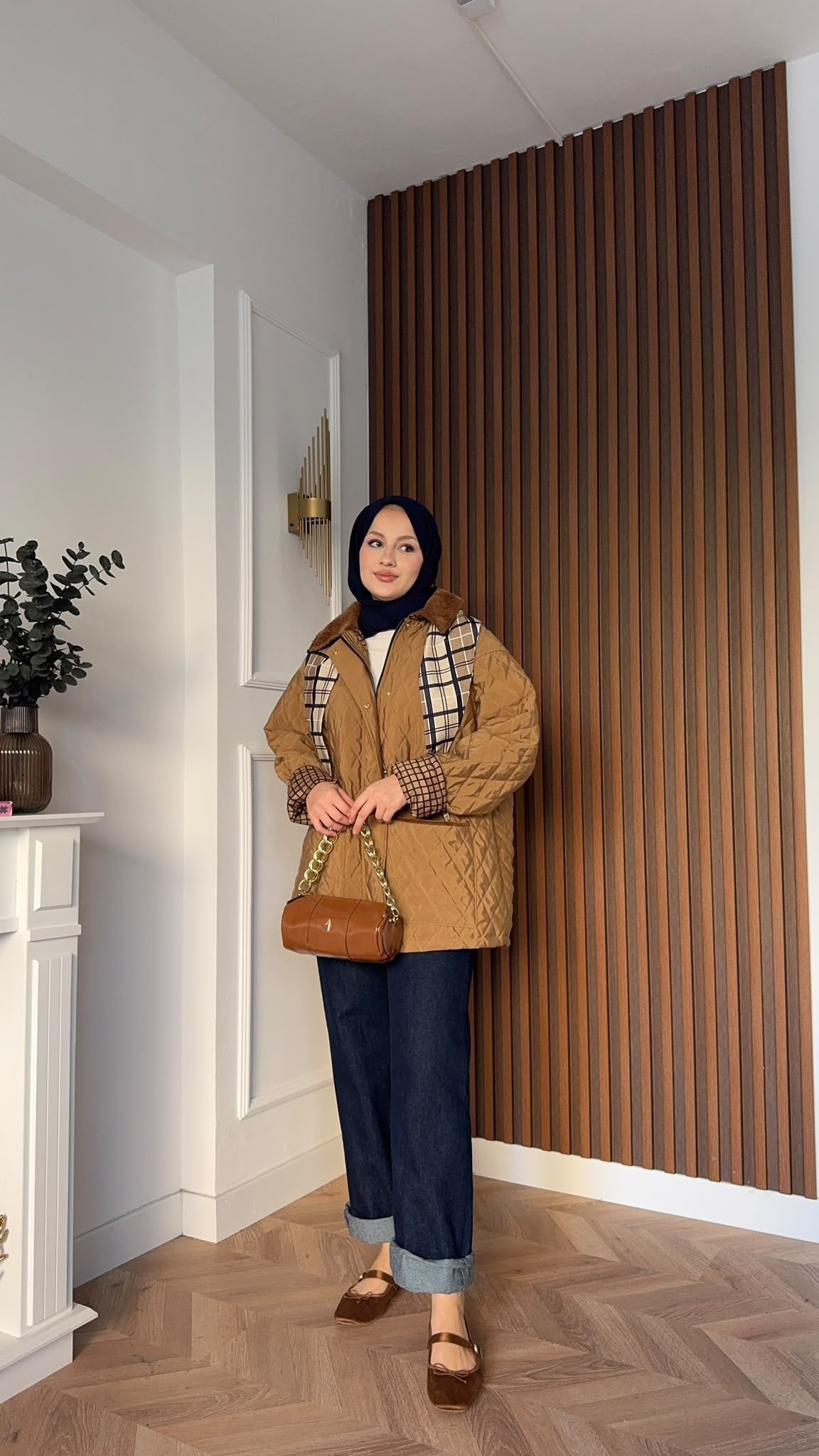 MEYSADESIGN MONT Kapitone Fularlı Mont Camel