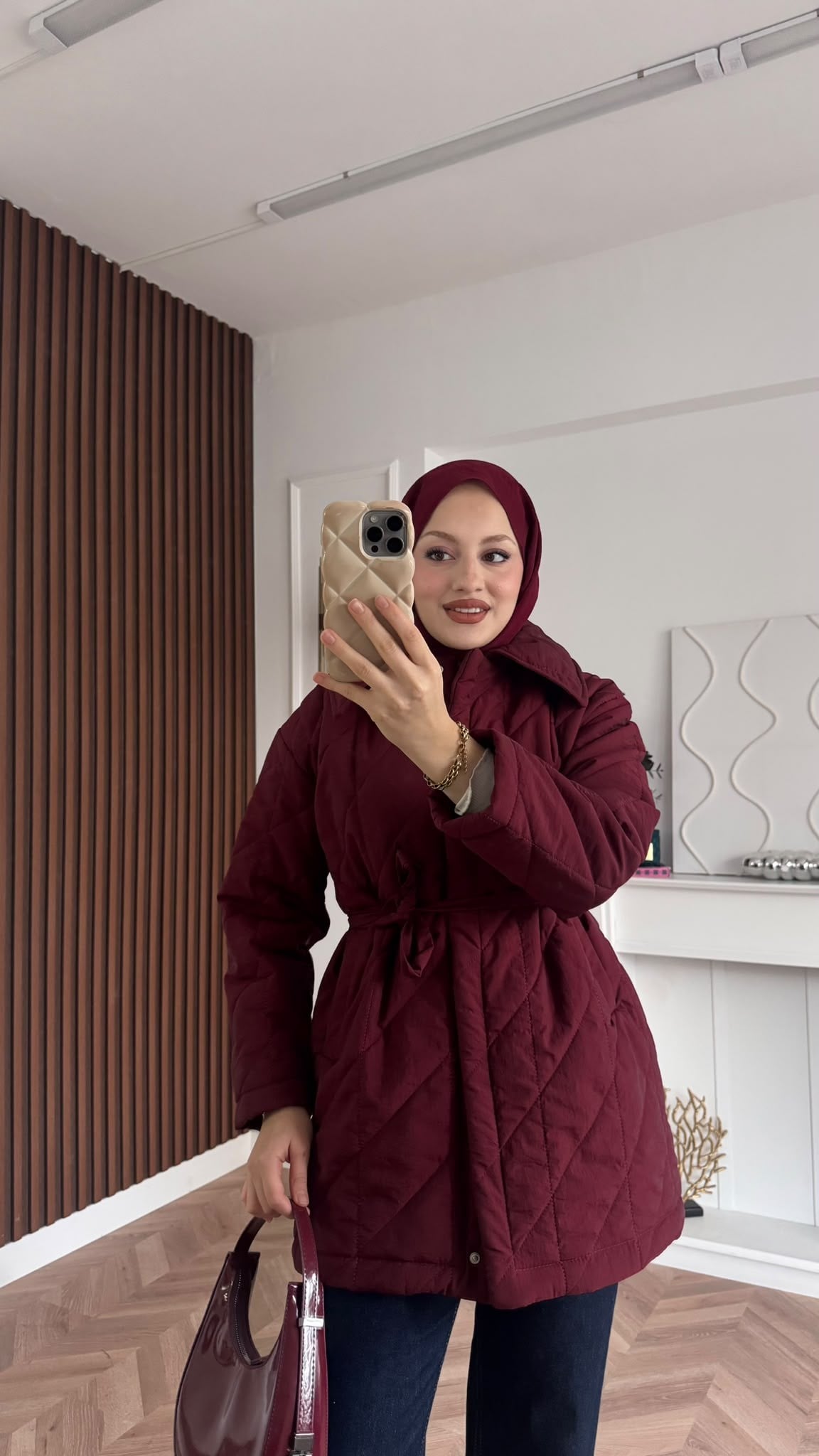 MEYSADESIGN MONT Kapitone Şişme Mont Bordo