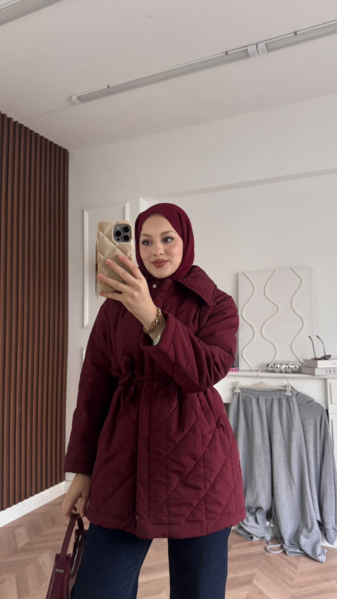 MEYSADESIGN MONT Kapitone Şişme Mont Bordo