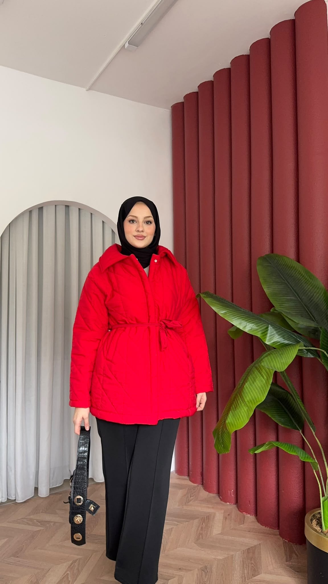MEYSADESIGN MONT Kapitone Şişme Mont Kırmızı