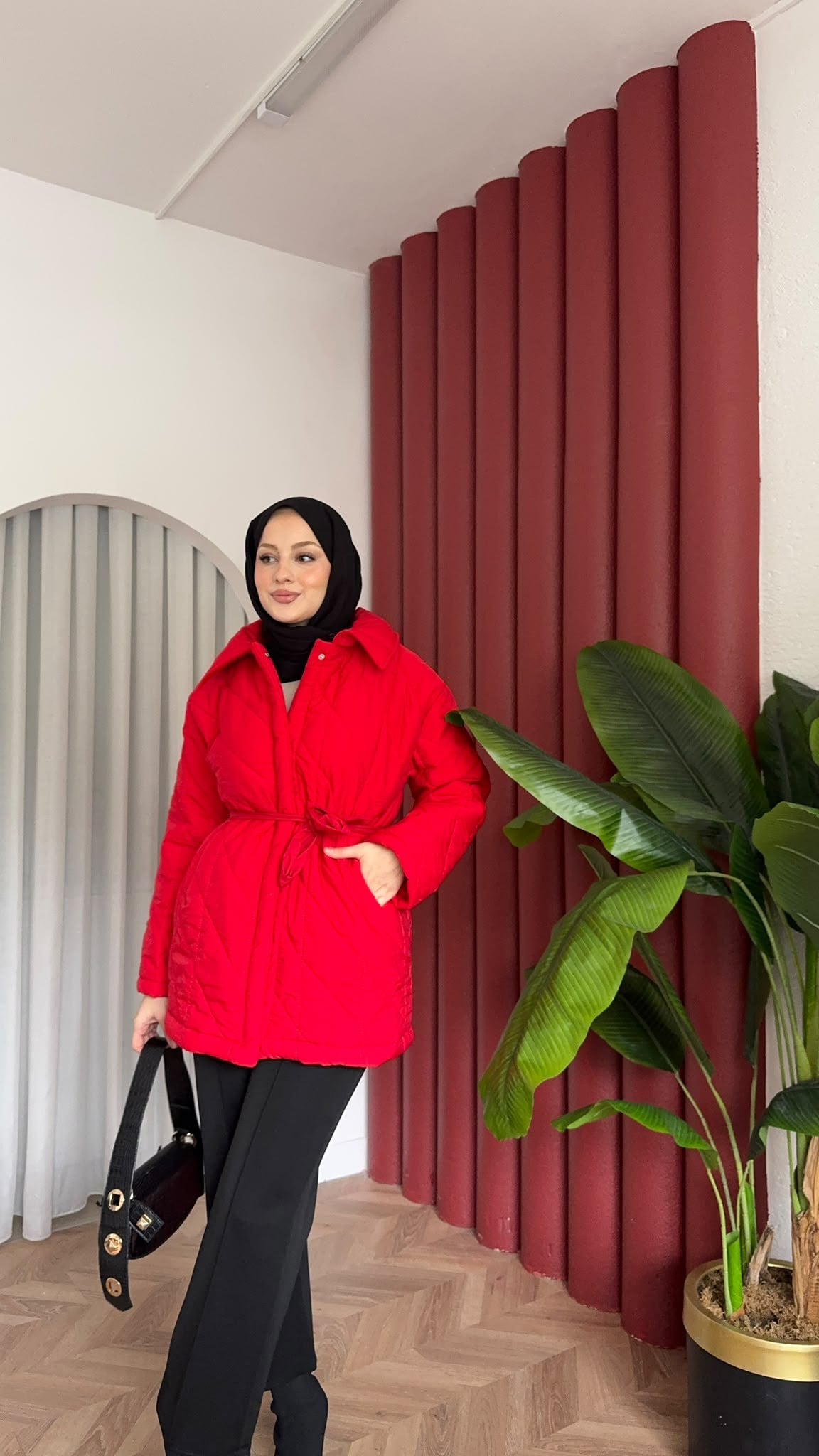 MEYSADESIGN MONT Kapitone Şişme Mont Kırmızı