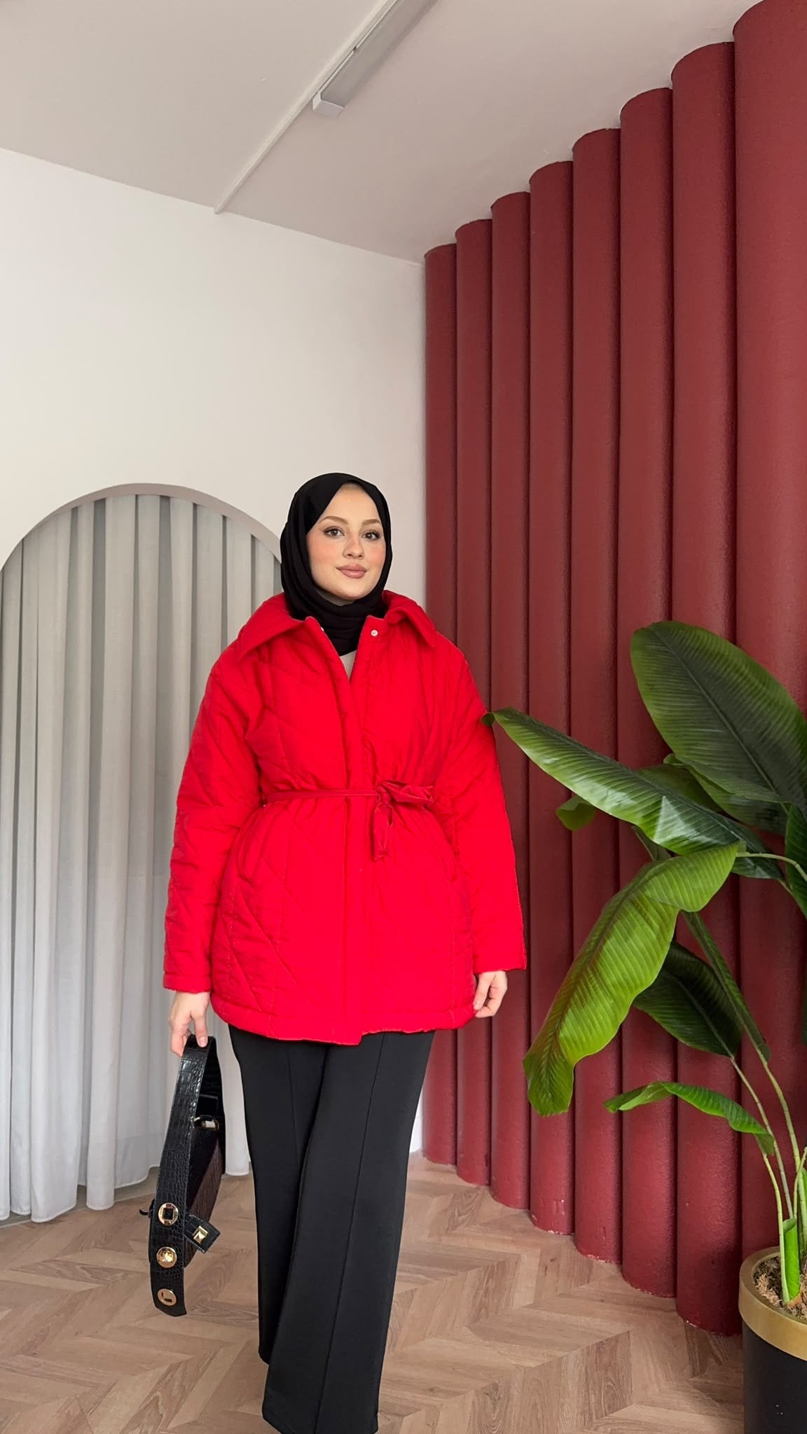 MEYSADESIGN MONT Kapitone Şişme Mont Kırmızı