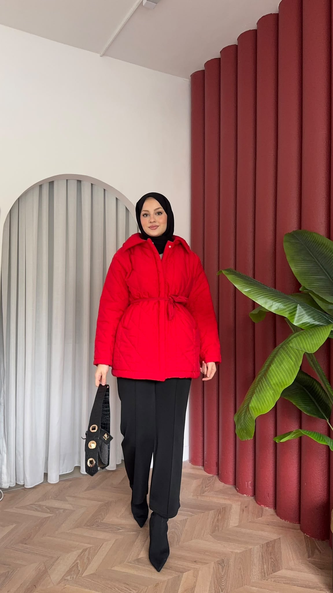 MEYSADESIGN MONT Kapitone Şişme Mont Kırmızı