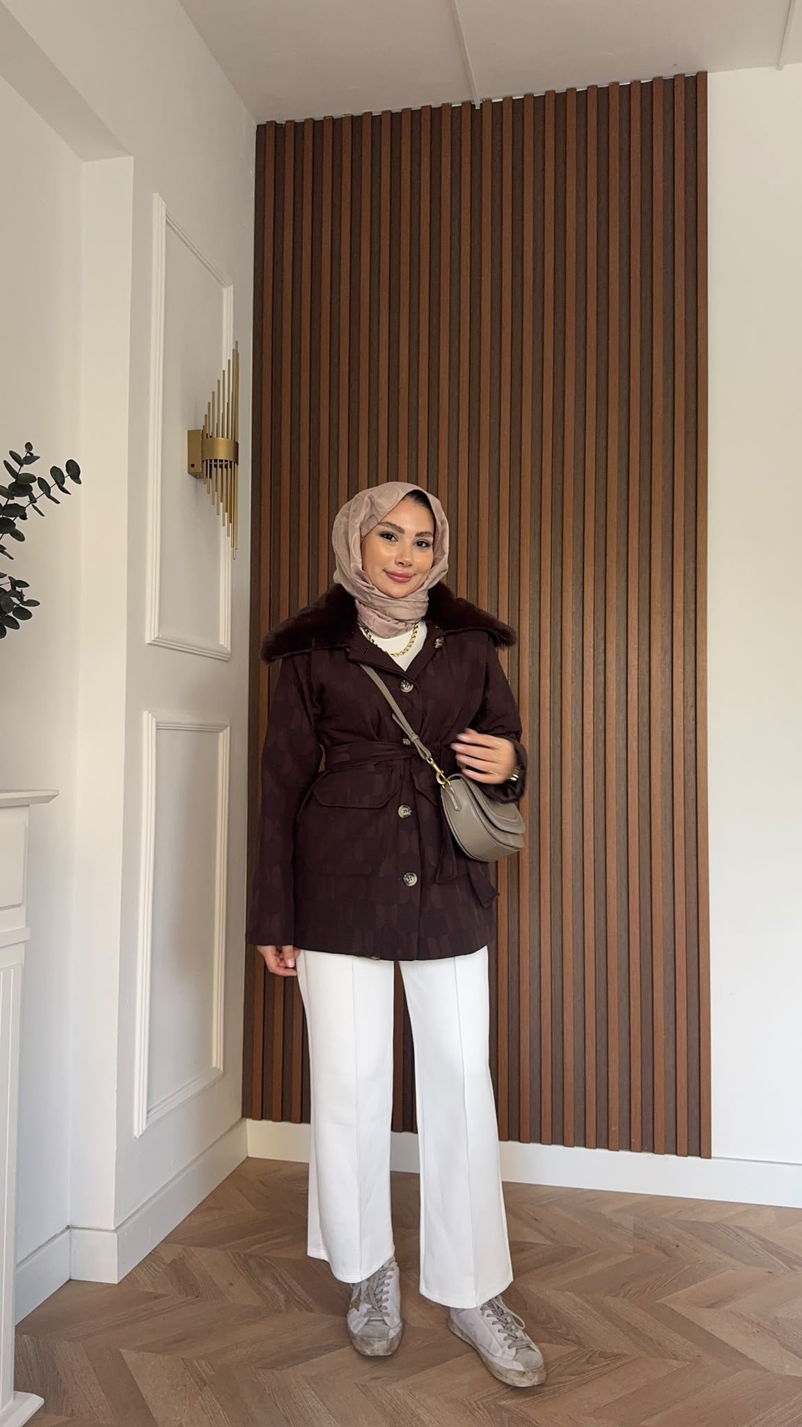MEYSADESIGN MONT Mia Seyyar Kürk Yakalı Mont Acı Kahve
