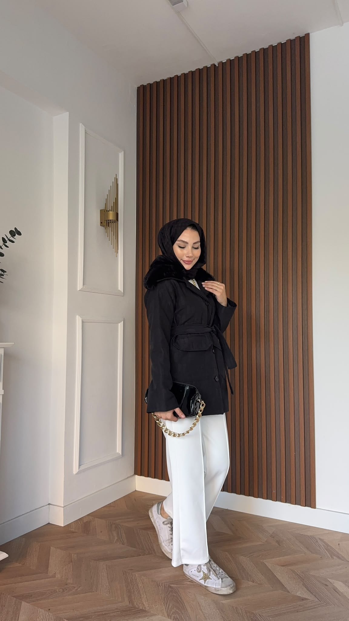 MEYSADESIGN MONT Mia Seyyar Kürk Yakalı Mont Siyah