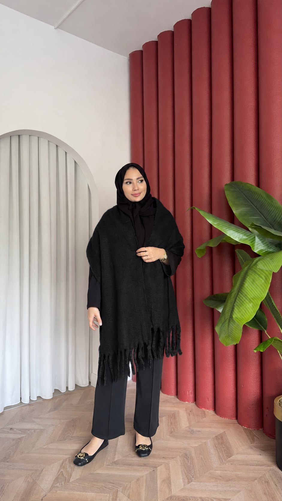MEYSADESIGN OMUZ ATKISI Düz Angora Atkı Siyah