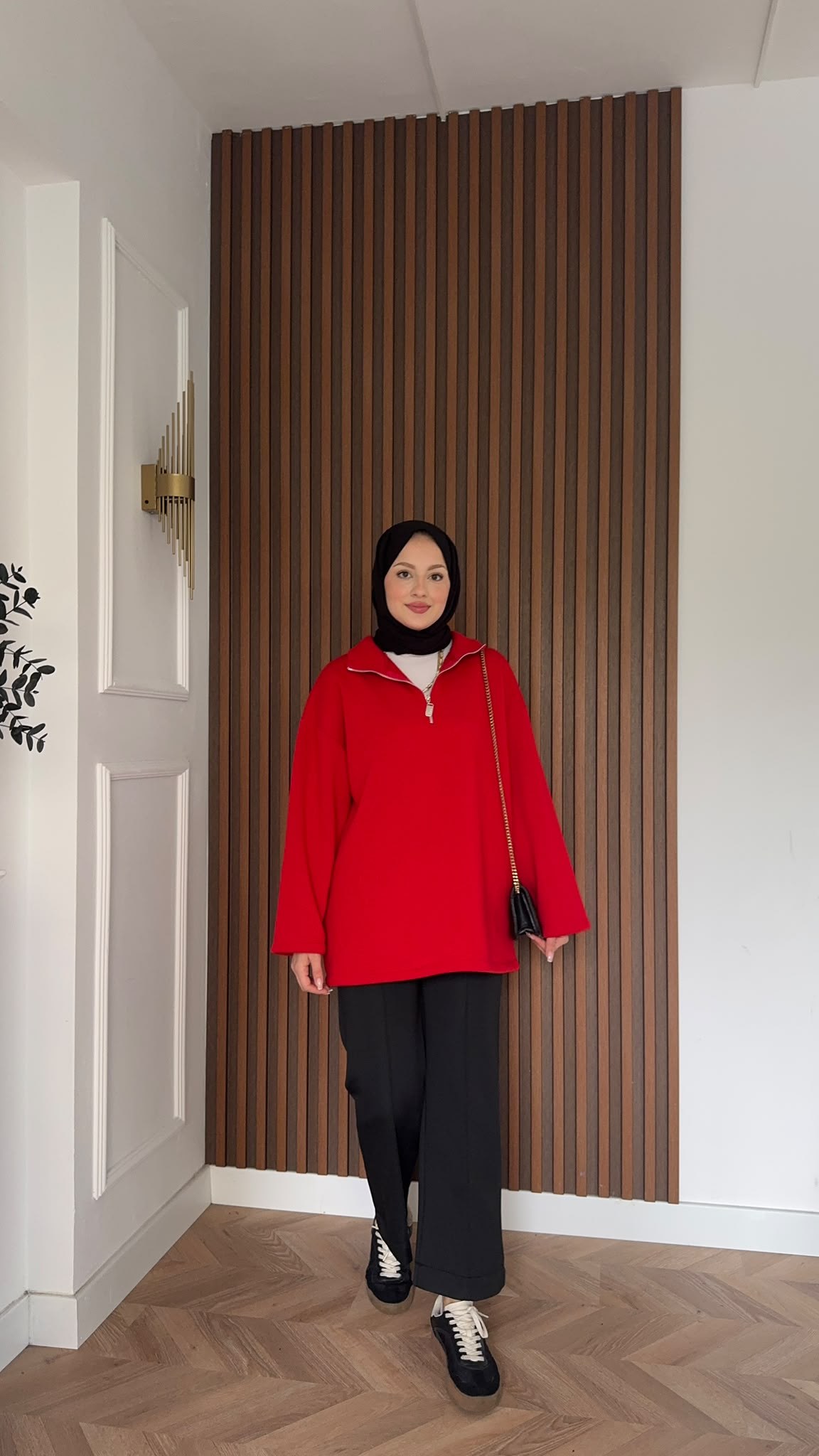 MEYSADESIGN OMUZ ATKISI Fermuarlı Polarlı Sweatshirt Kırmızı