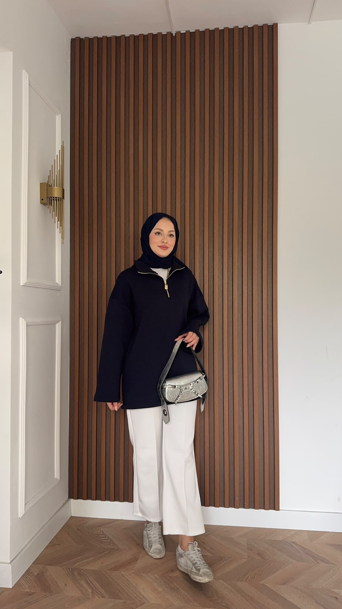MEYSADESIGN OMUZ ATKISI Fermuarlı Polarlı Sweatshirt Lacivert