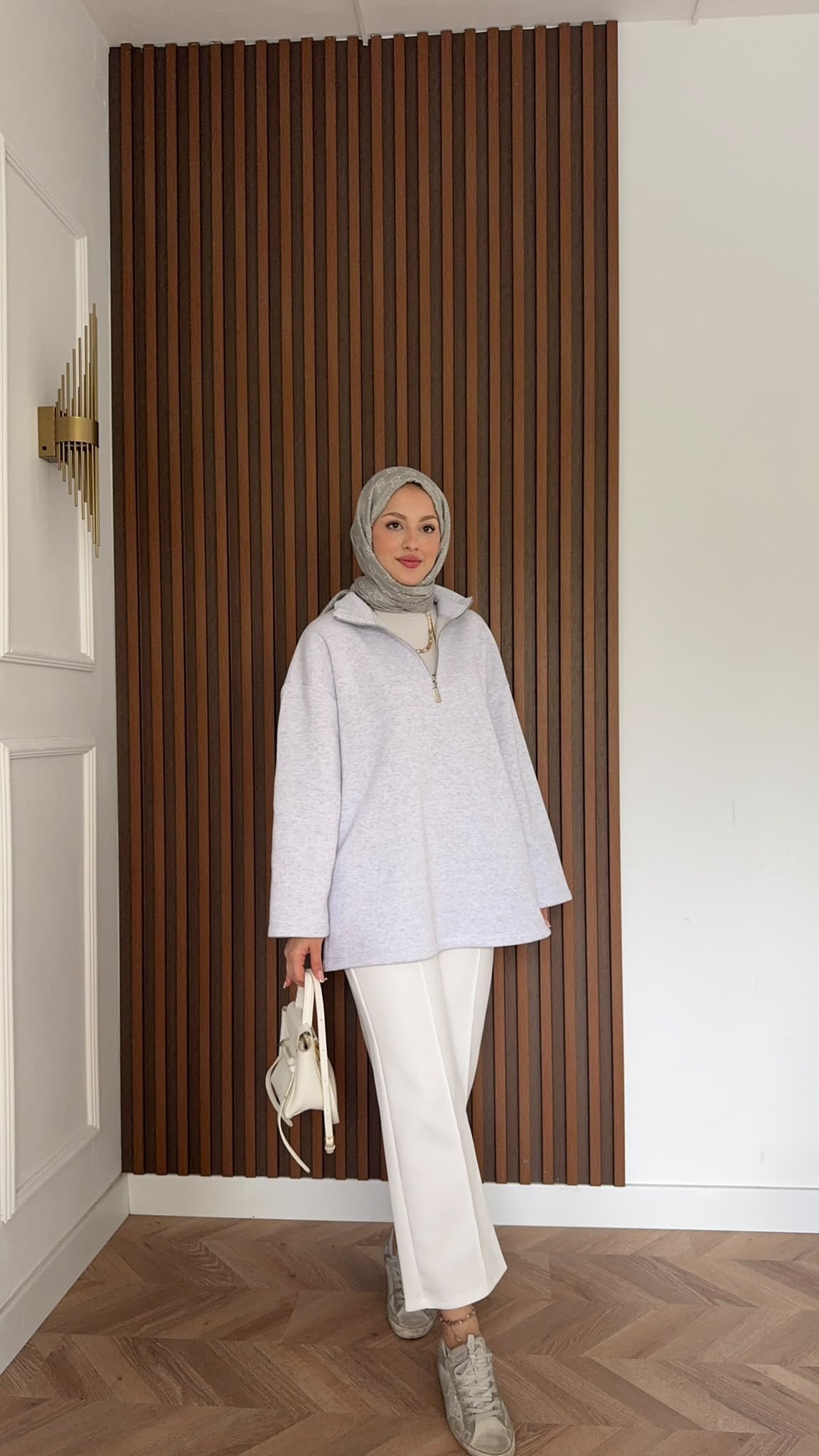 MEYSADESIGN OMUZ ATKISI Fermuarlı Polarlı Sweatshirt Gri