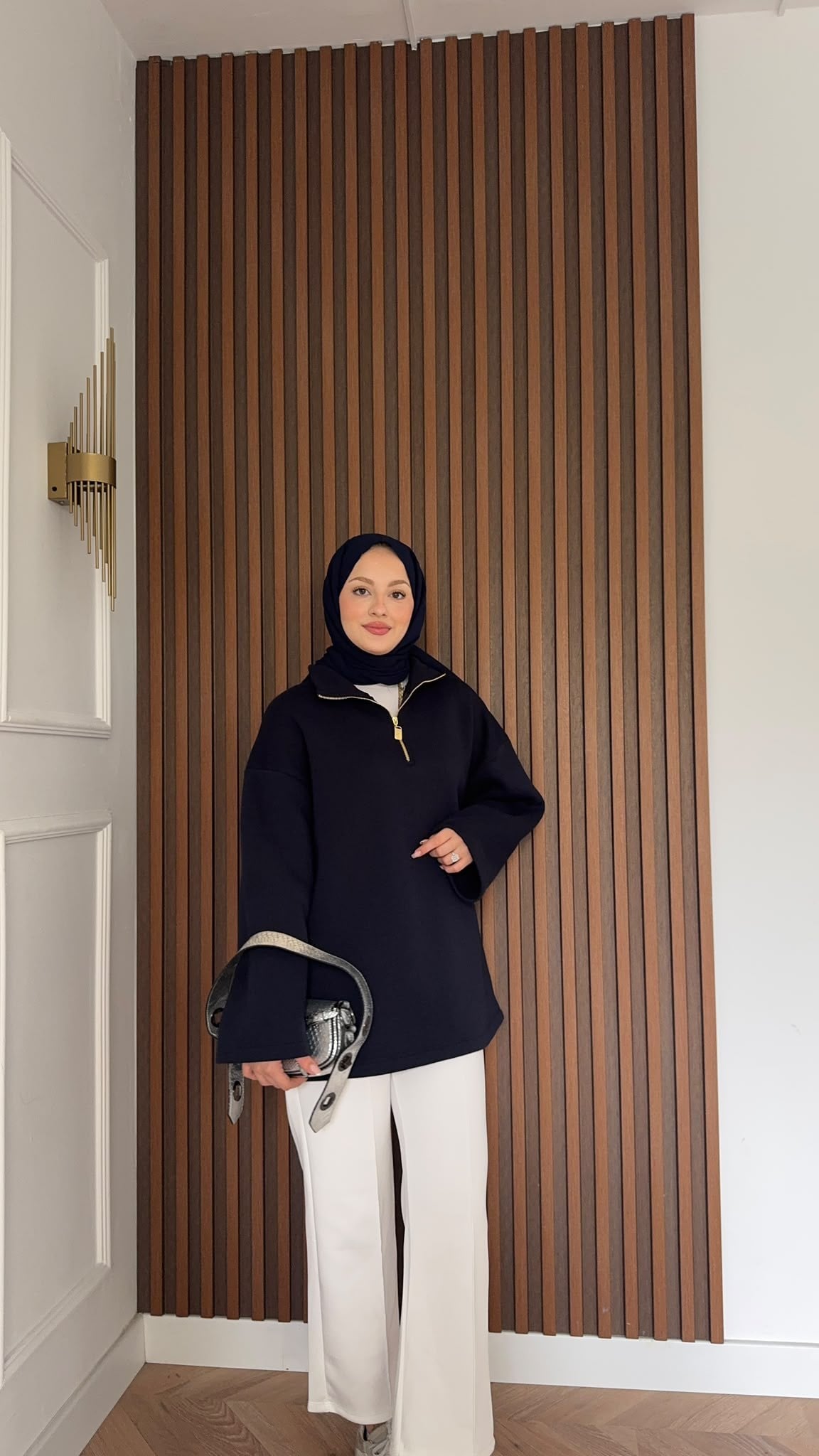 MEYSADESIGN OMUZ ATKISI Fermuarlı Polarlı Sweatshirt Lacivert