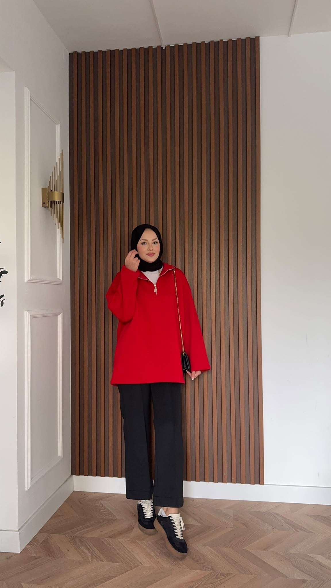 MEYSADESIGN OMUZ ATKISI Fermuarlı Polarlı Sweatshirt Kırmızı