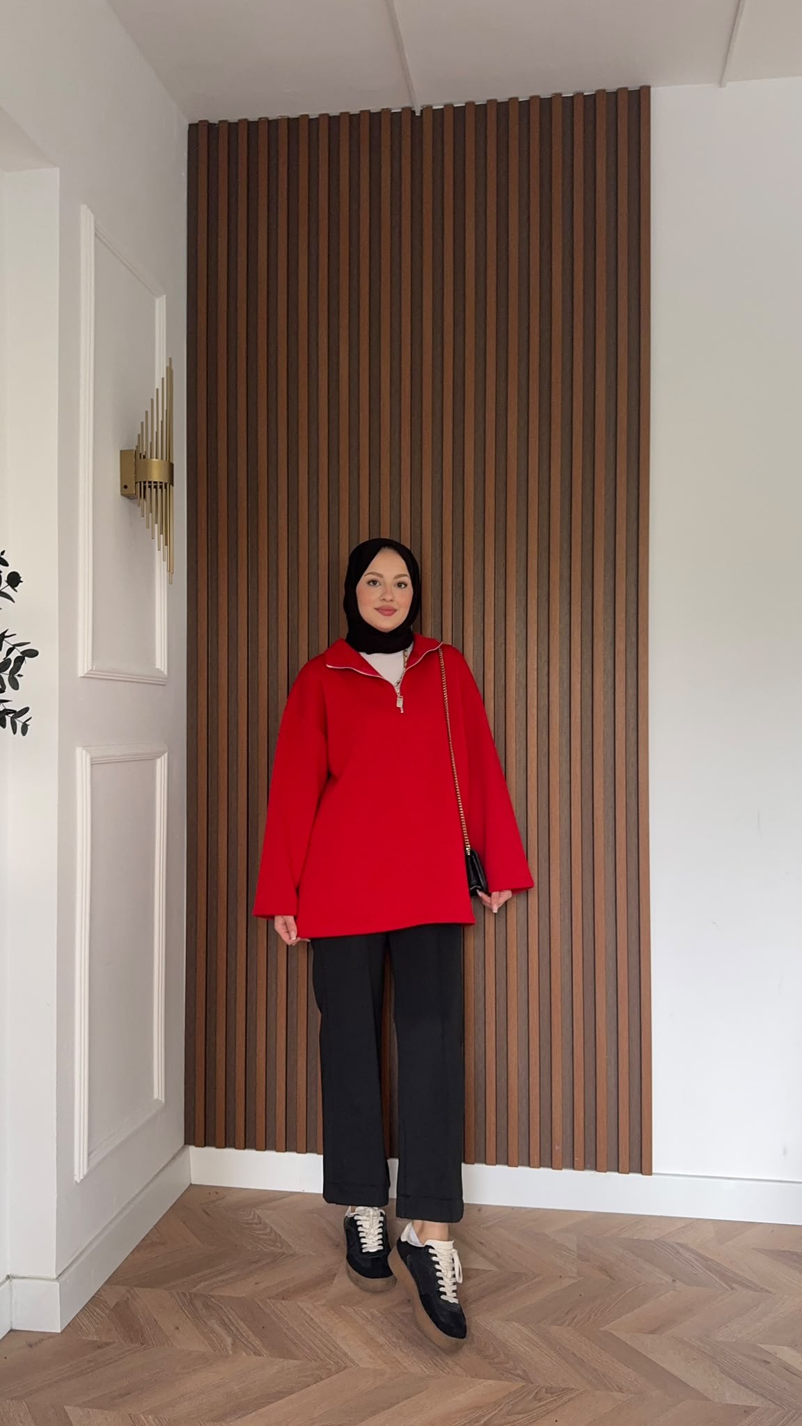 MEYSADESIGN OMUZ ATKISI Fermuarlı Polarlı Sweatshirt Kırmızı