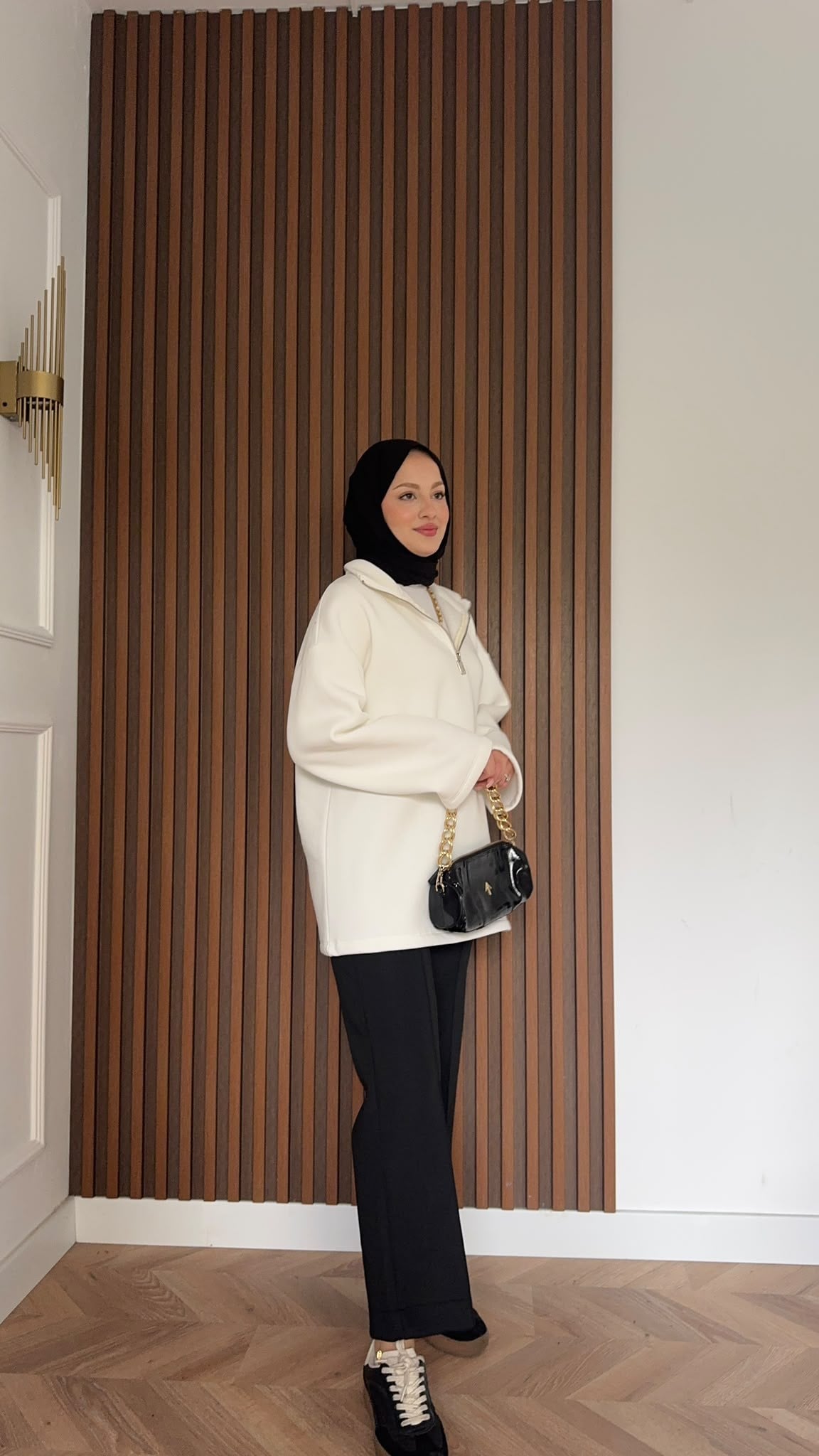 MEYSADESIGN OMUZ ATKISI Fermuarlı Polarlı Sweatshirt Ekru