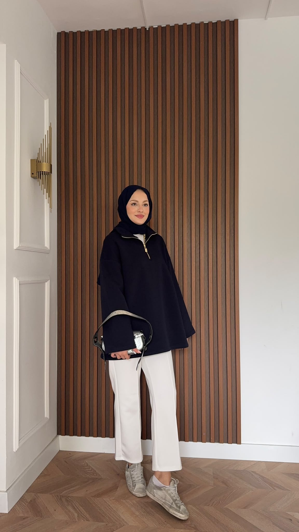 MEYSADESIGN OMUZ ATKISI Fermuarlı Polarlı Sweatshirt Lacivert