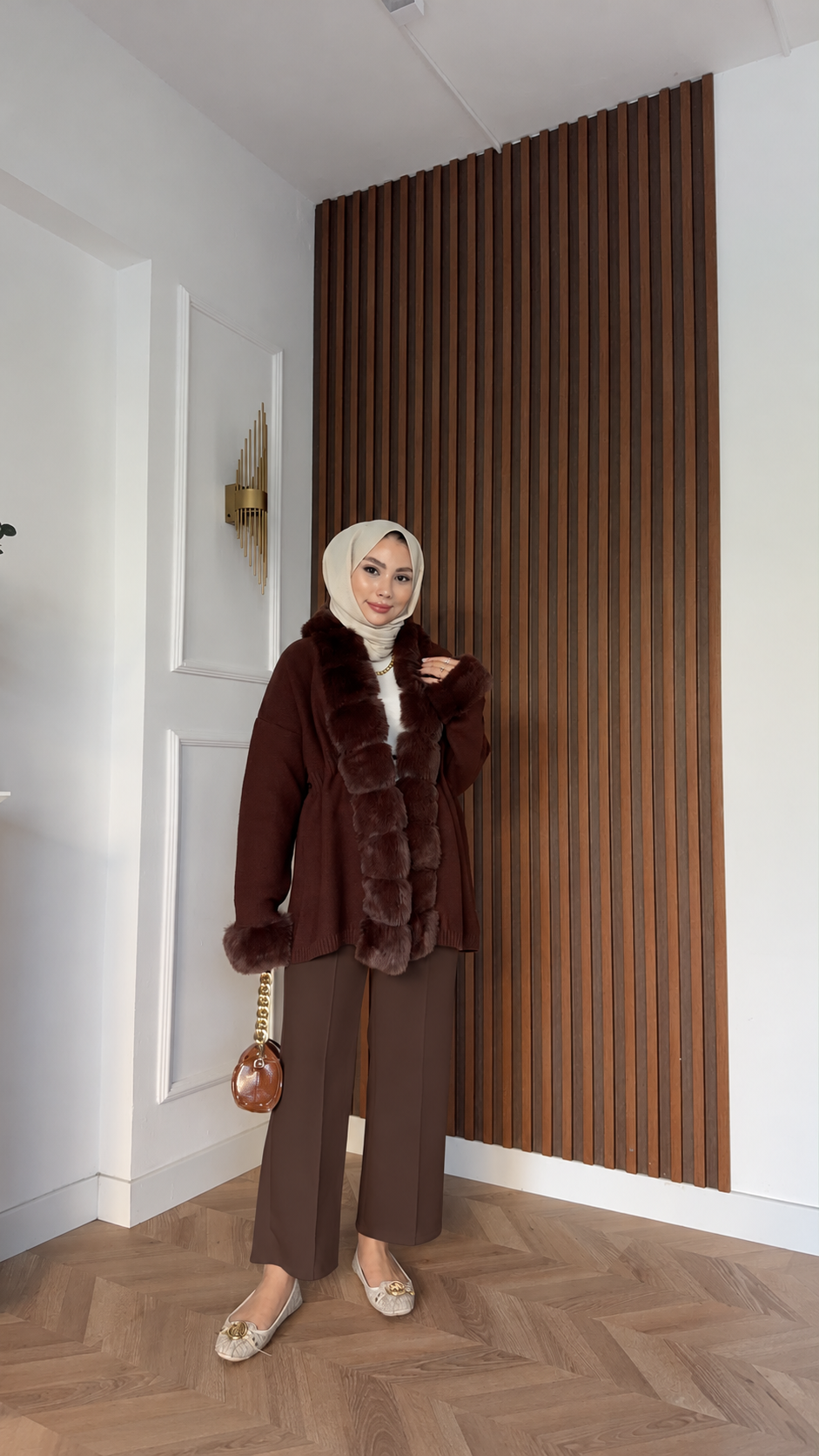 MEYSADESIGN PANTOLON Bilek Boy Çimalı Acı Kahve Scuba Pantolon
