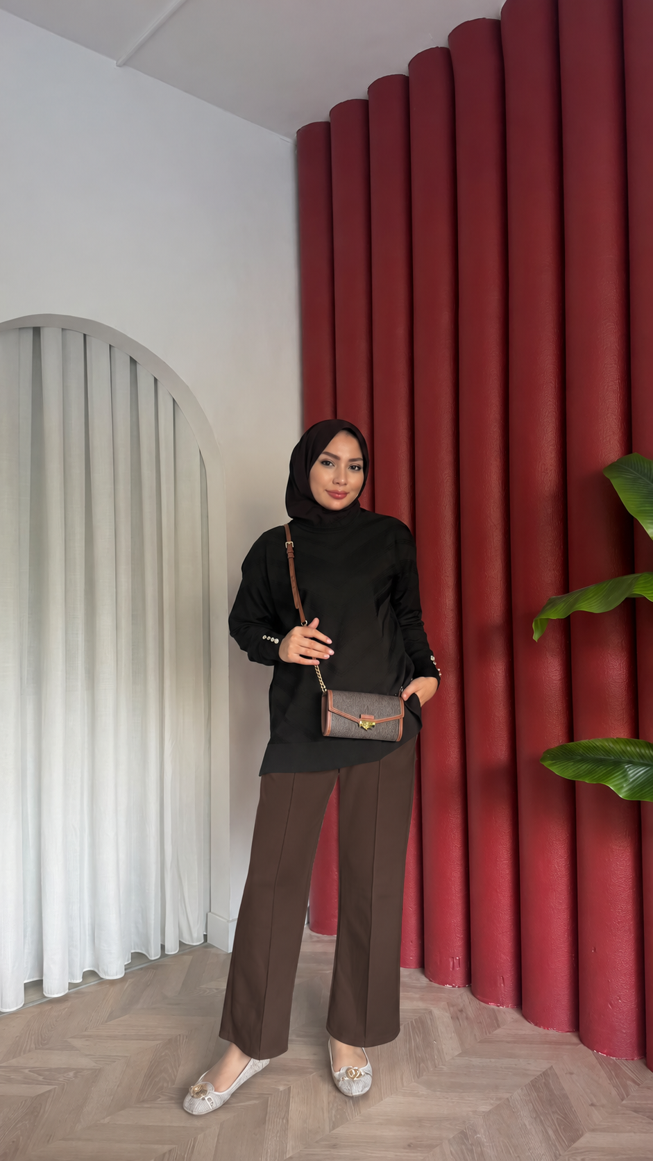 MEYSADESIGN PANTOLON Bilek Boy Çimalı Acı Kahve Scuba Pantolon