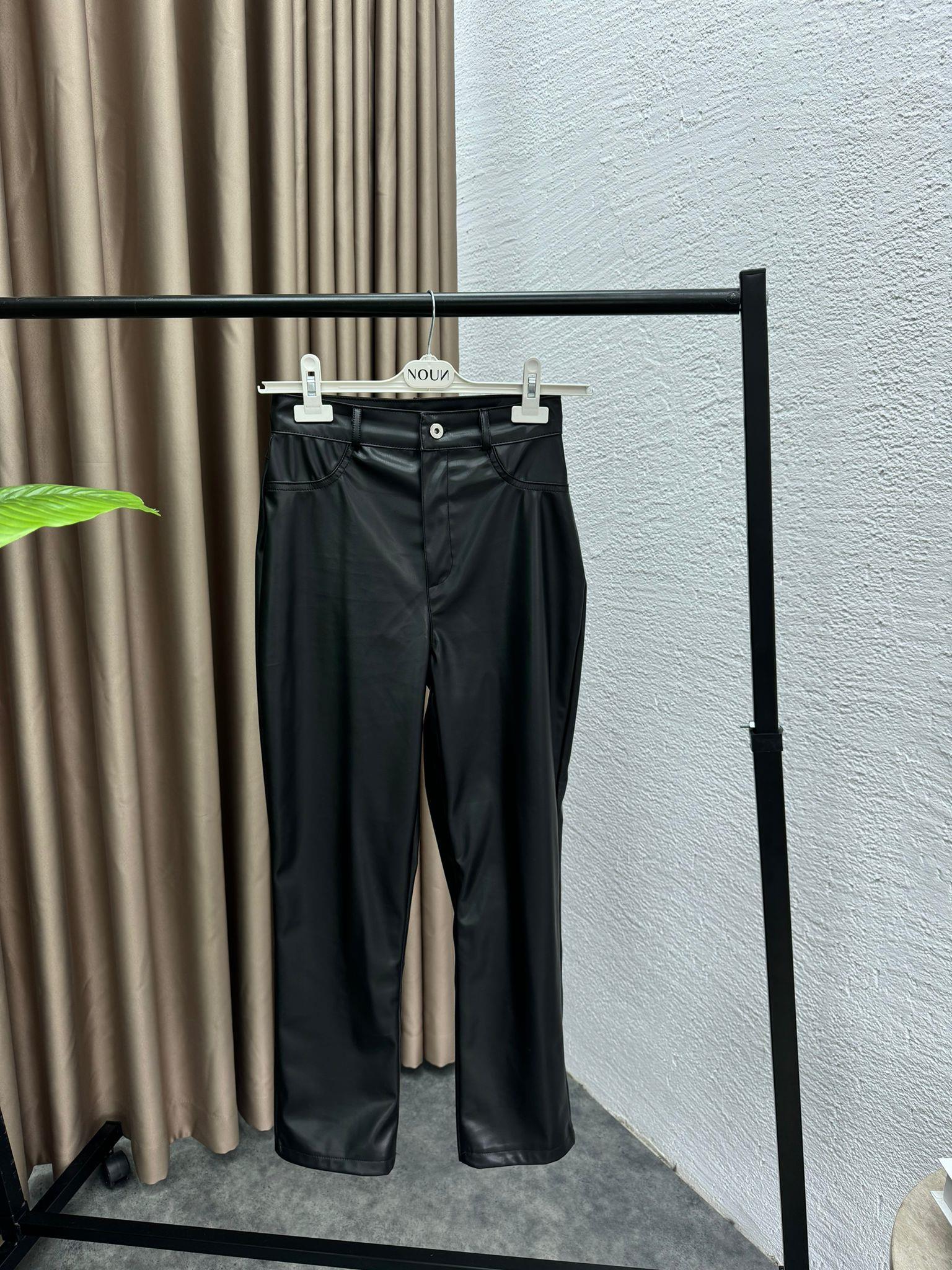 MEYSADESIGN PANTOLON Mng Deri Pantolon Siyah